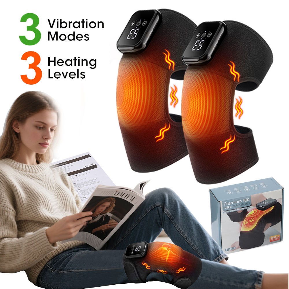 2PCS Electric Knee Massager for Pain Relief 3 Vibration Modes, 3 Heating Levels