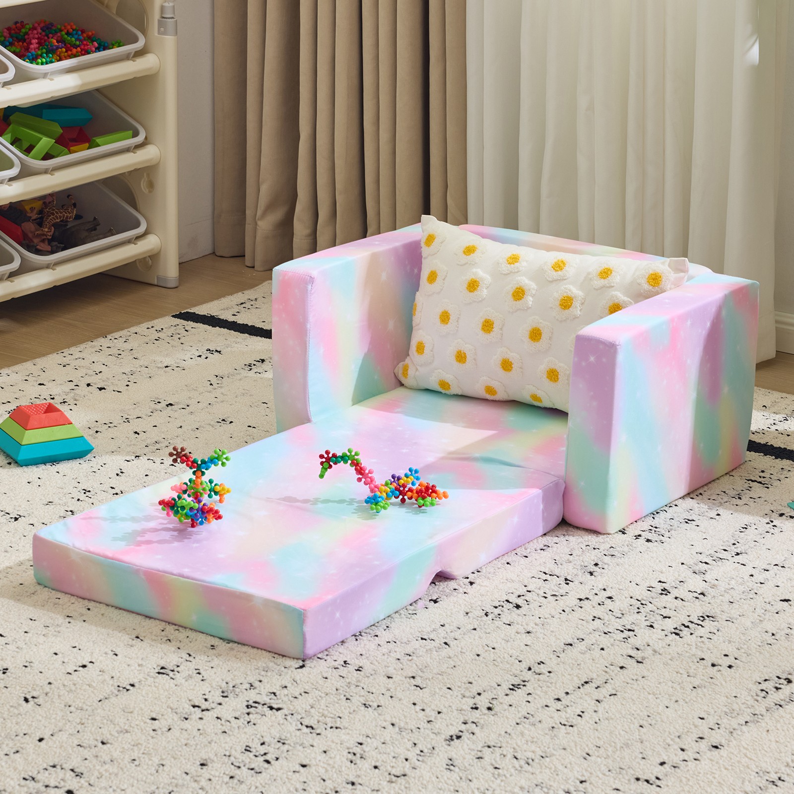 All-Sponge Kids Foldable Sofa Bed Single Chaise Lounge