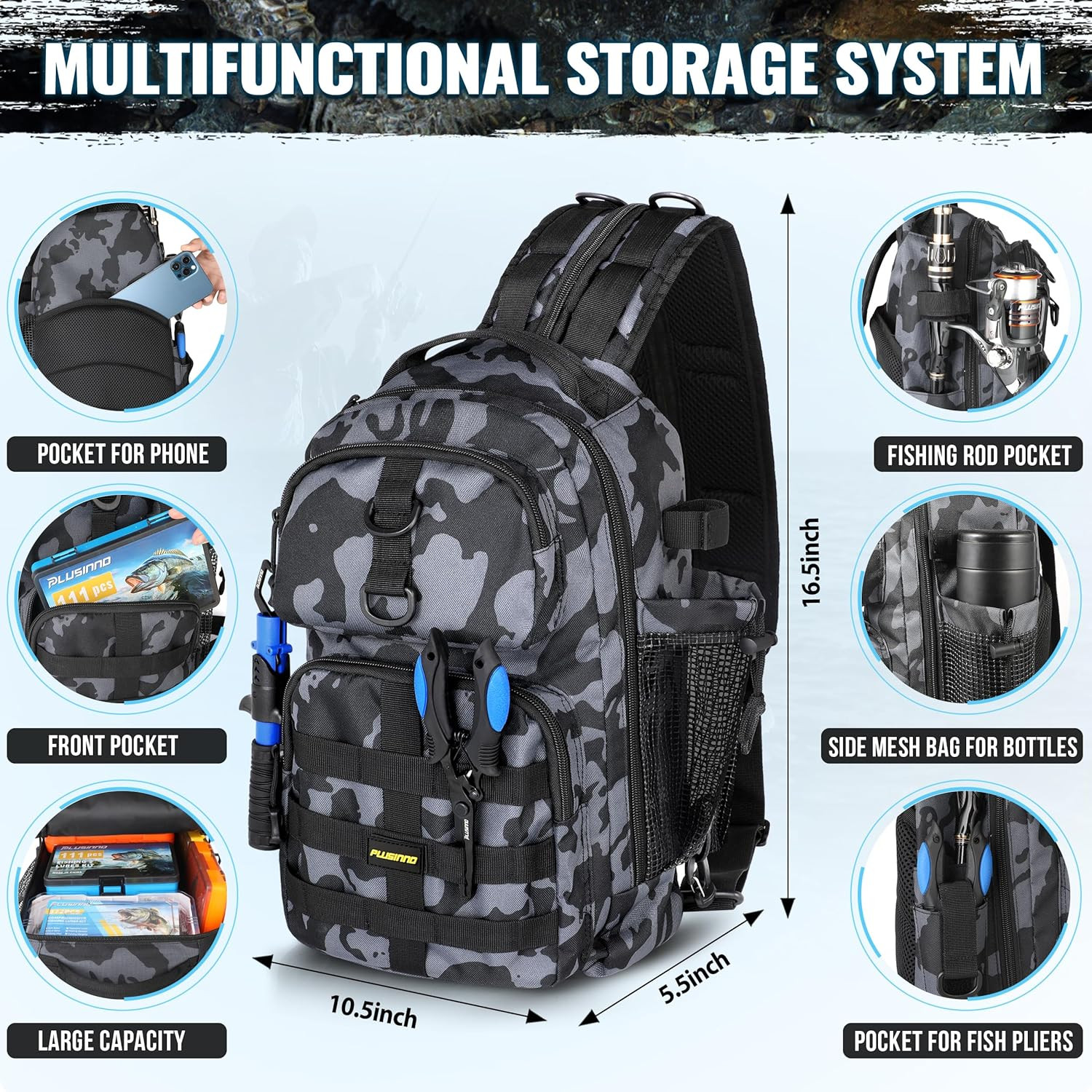 Fishing Backpack with Floating Net & Tackle Boxes - Waterproof Gear for Men