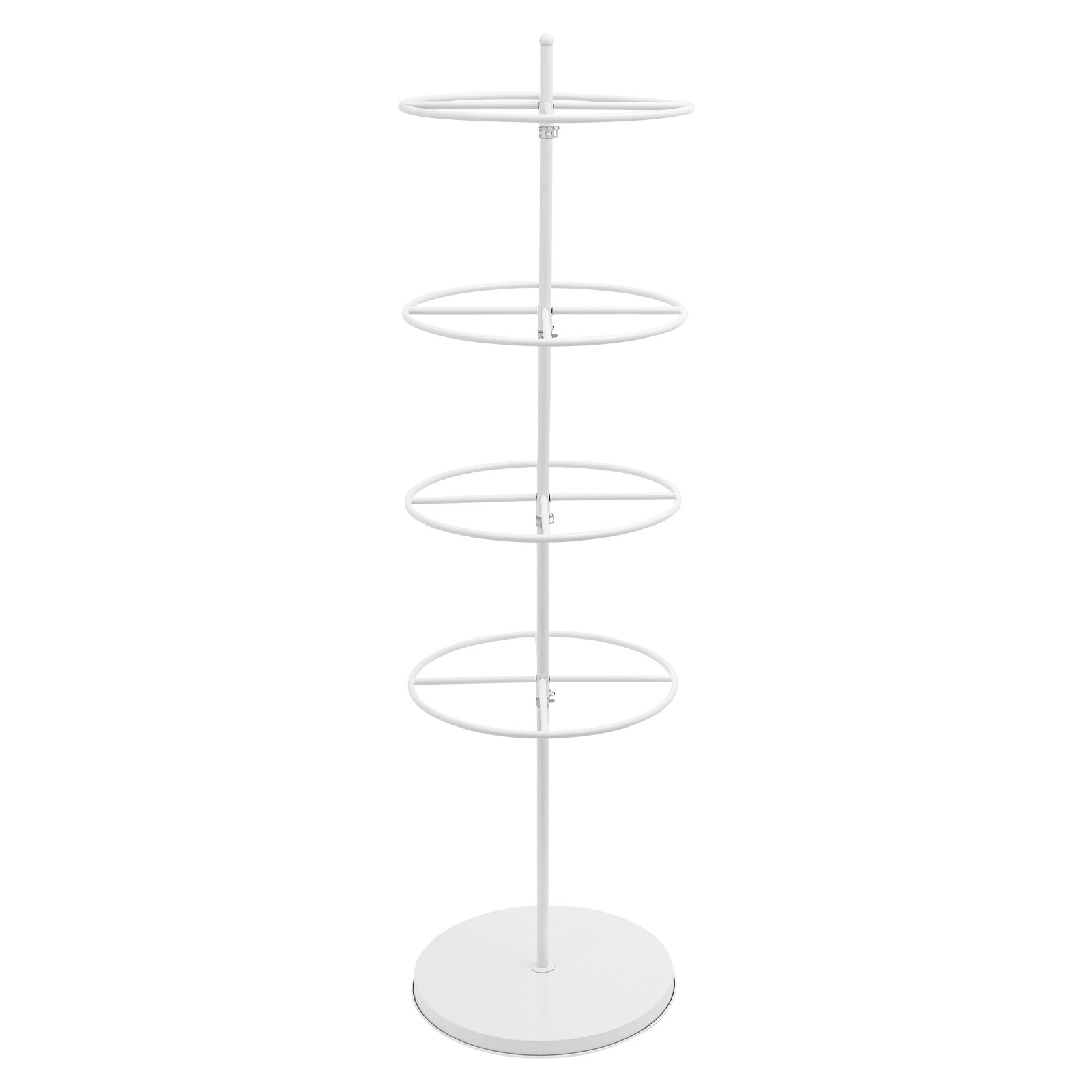 4-Tier Rotating Round Clothing Display Rack - Metal Apparel Organizer