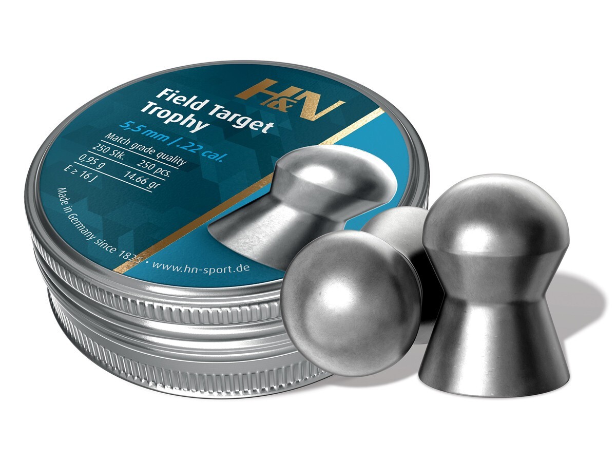 H&N Field Target Trophy 250 Count DOMED Match 5.53mm .22 Caliber Pellets GERMANY