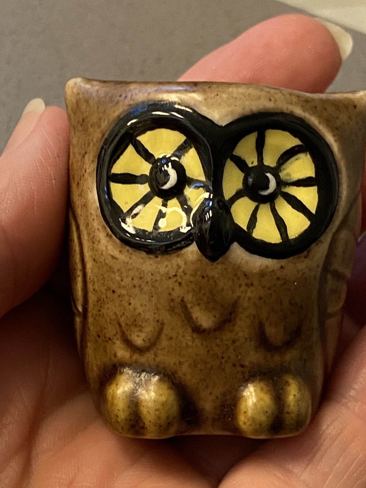 Mini Artisan Pottery Owl signed dated 1979