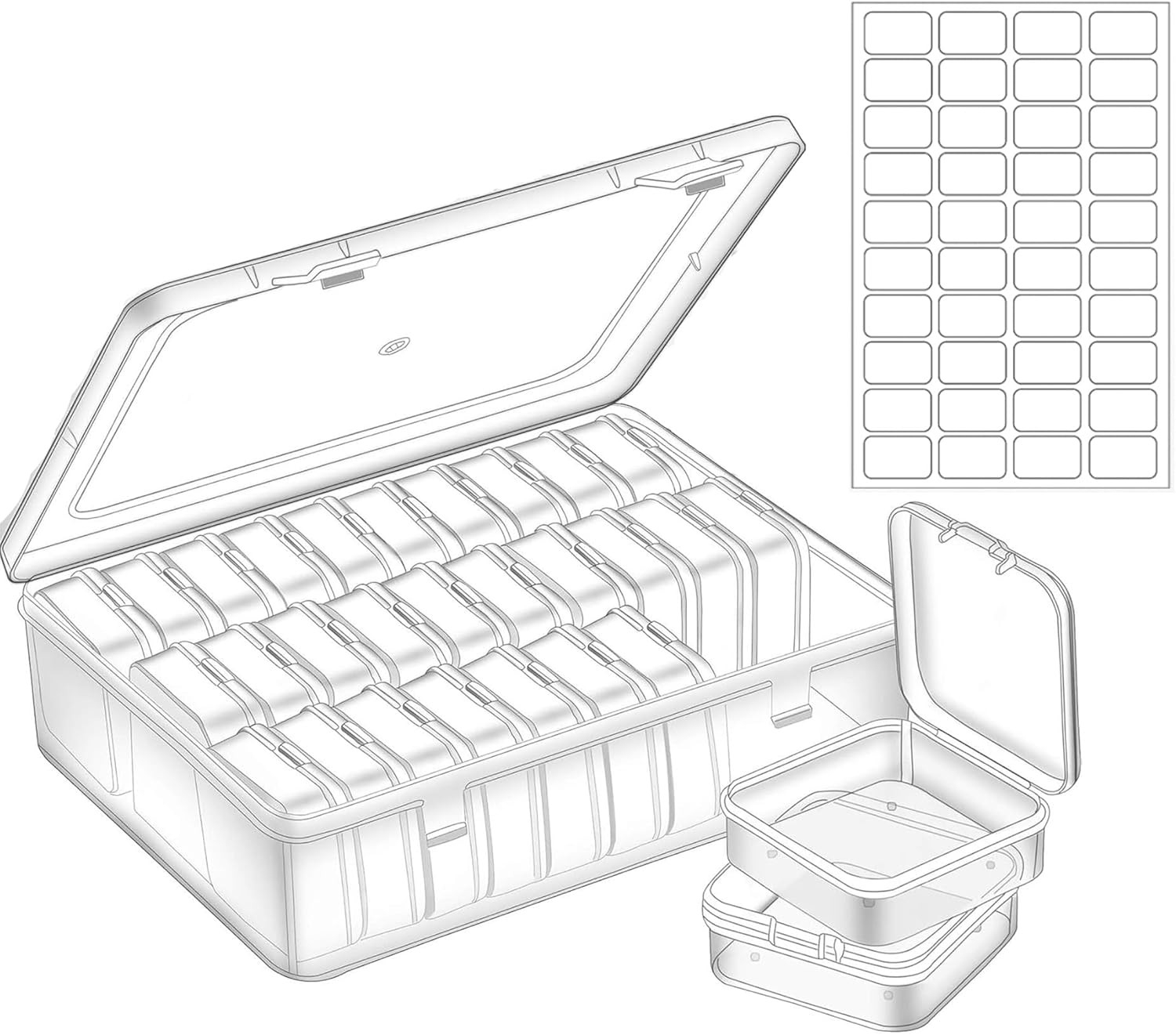 Bead Organizer Box, 30Pcs Small Craft Organizers and Storage Plastic  Mini Clear