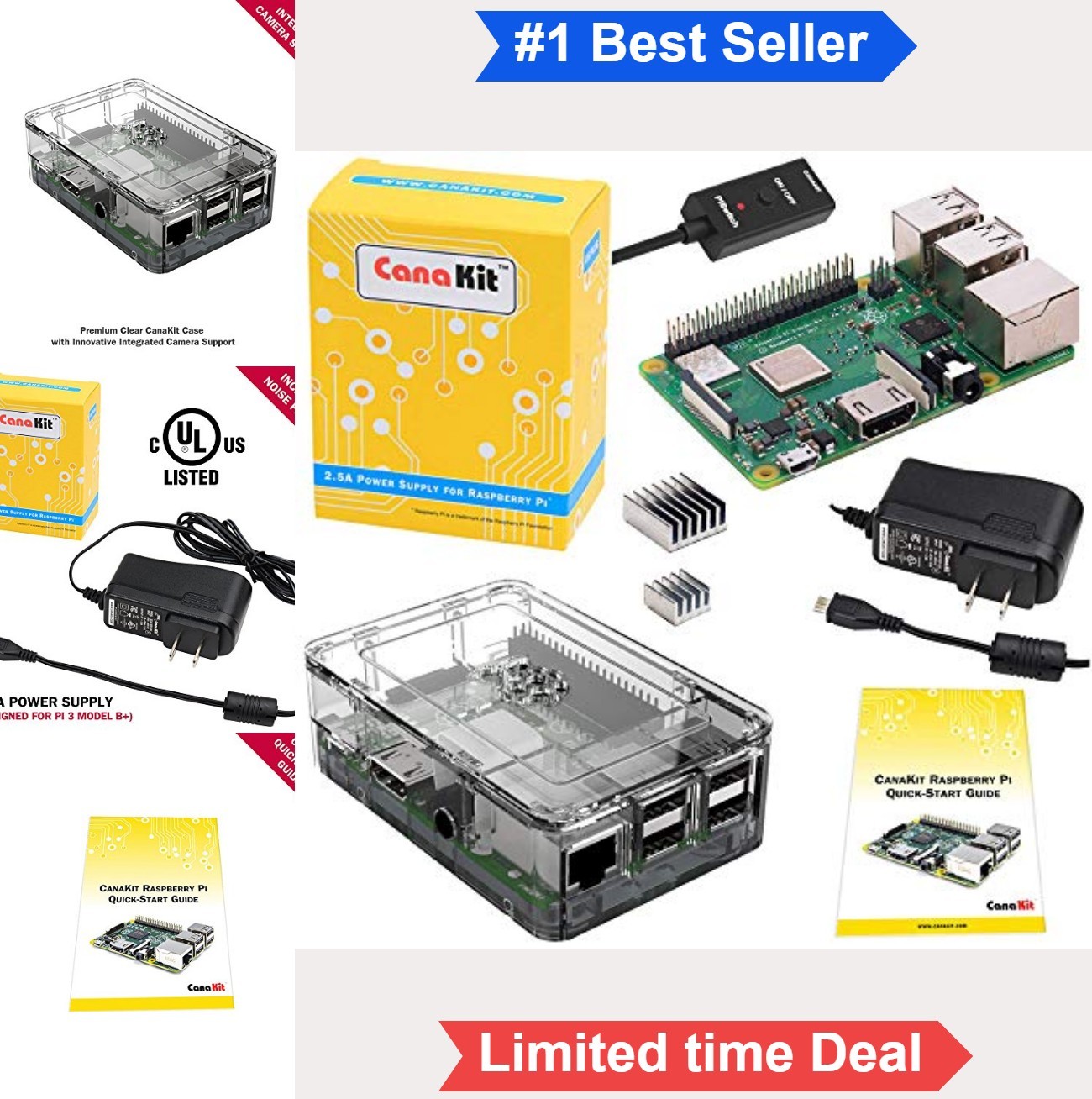 Raspberry Pi 3 B+ 1.4GHz Quad-Core 1GB RAM Dual Band Wi-Fi Bluetooth Clear Case