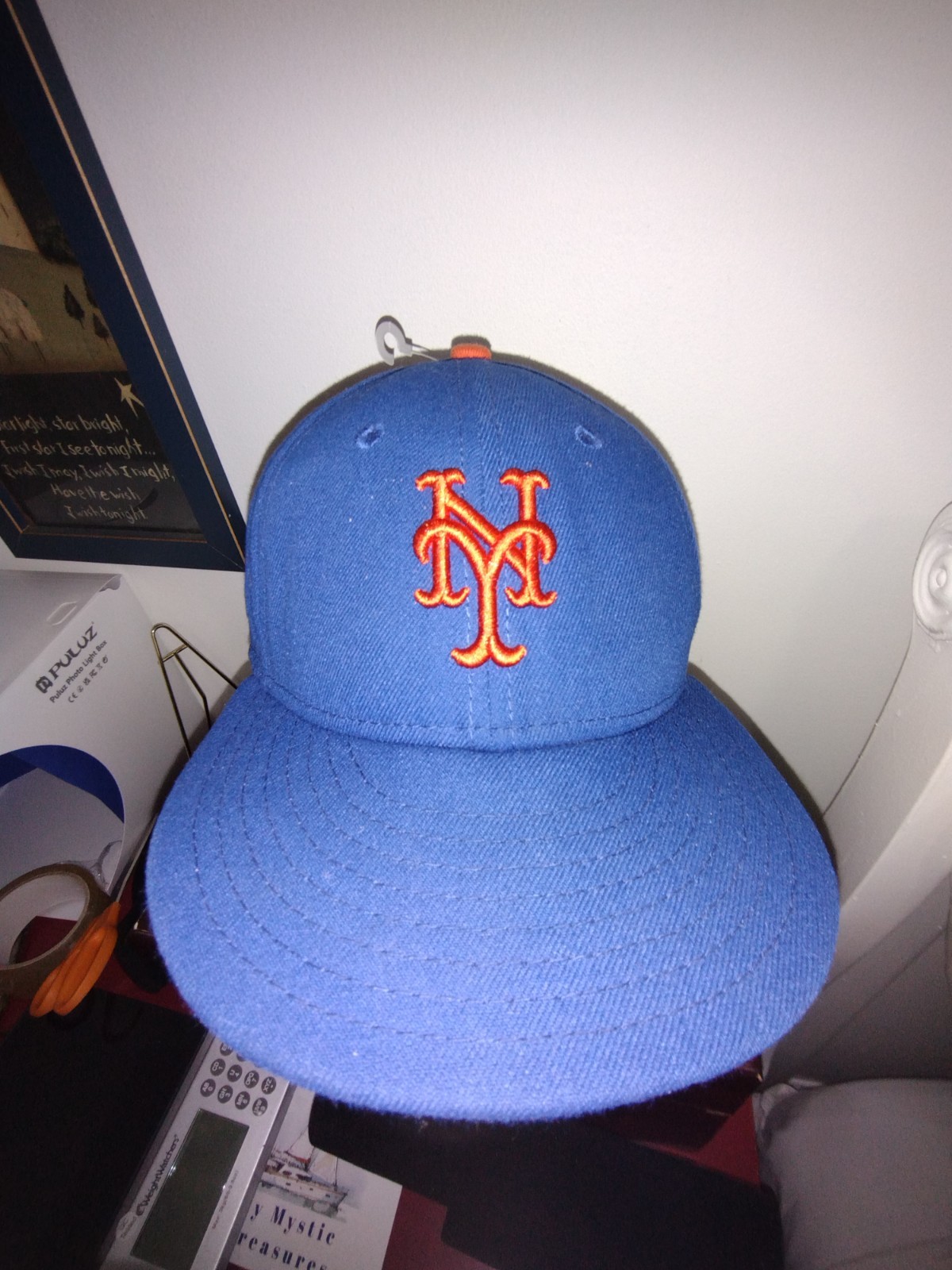 New Era NY New York Mets MLB Blue Orange 59Fifty Fitted Hat Cap Size 7 1/8 NWT