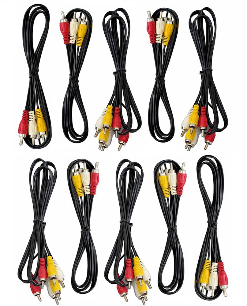 3FT RCA Composite Audio Video Cable Male to Male - Pack Of 10