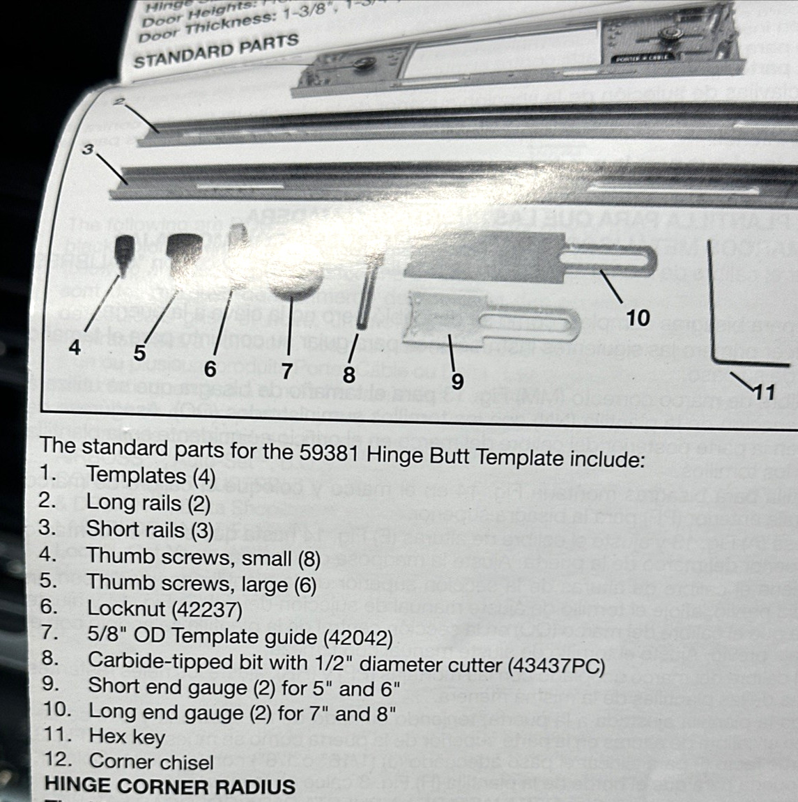 PORTER CABLE 59381 HINGE BUTT TEMPLATE KIT Incomplete Missing Lock nut & Guide