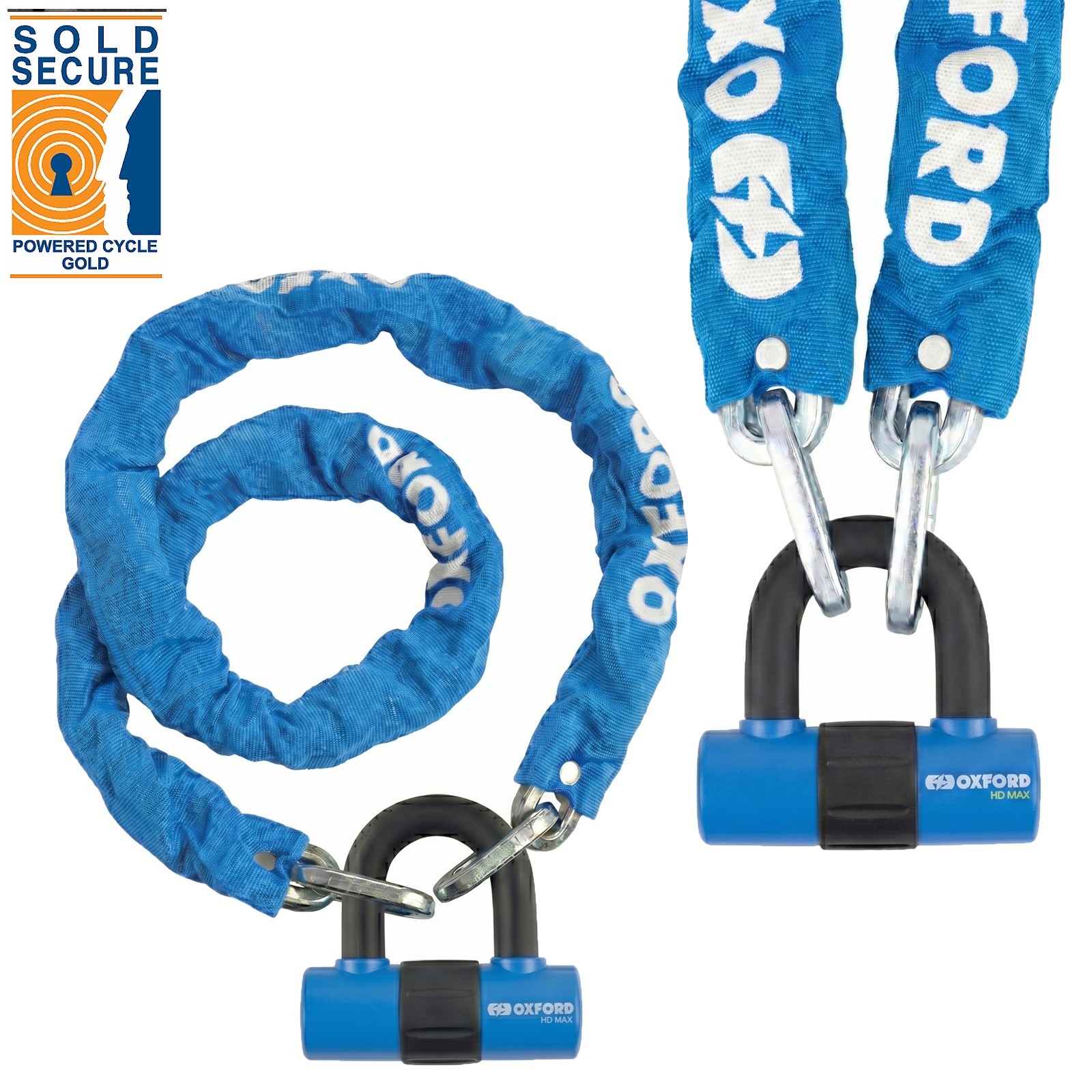 Oxford HD Moto Motorcycle Motorbike Chain Lock Blue - 9.3mm x 1.5m OF159