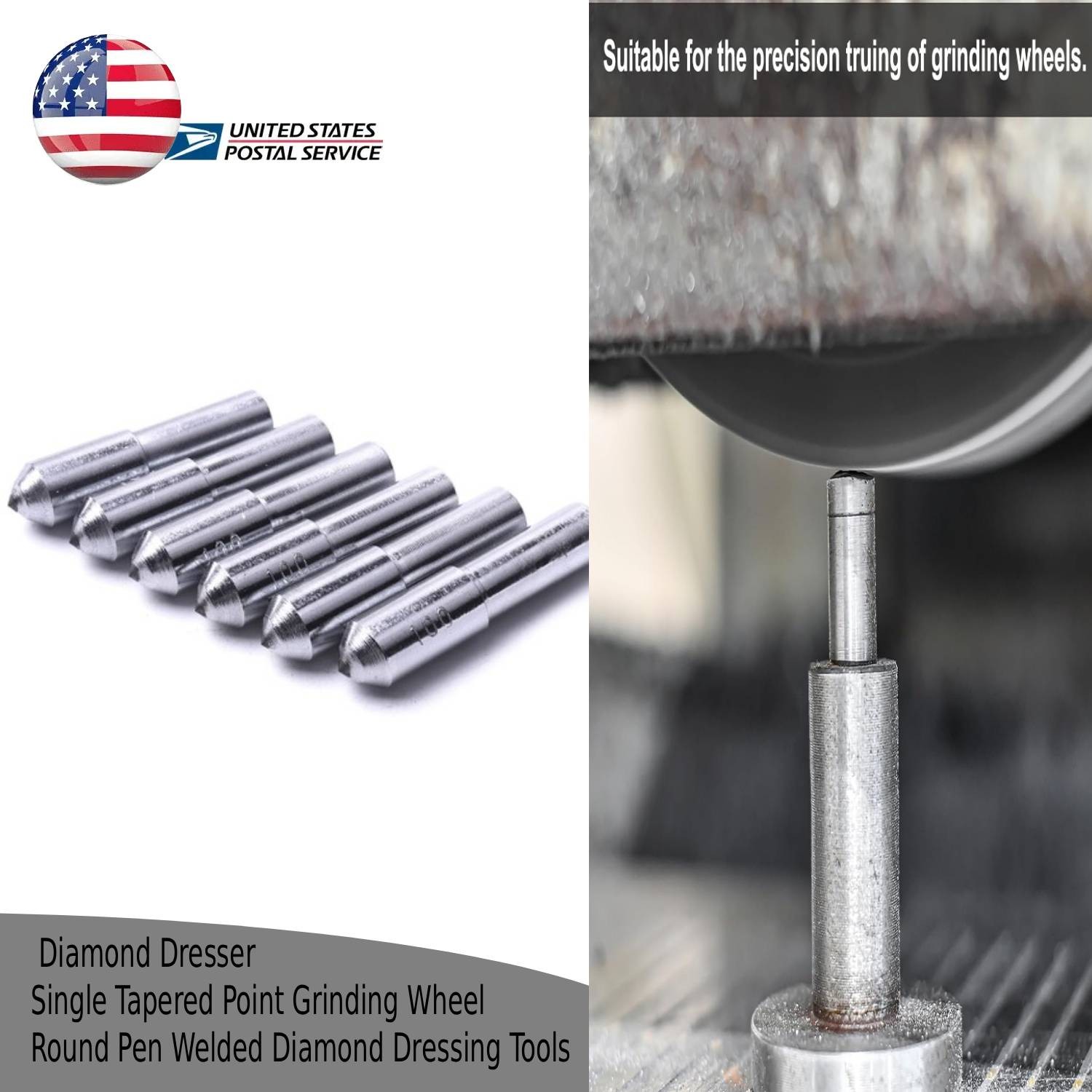 6x-60x Round Diamond Pen Dresser Grinder Shank Grinding Wheel Single Point Abras