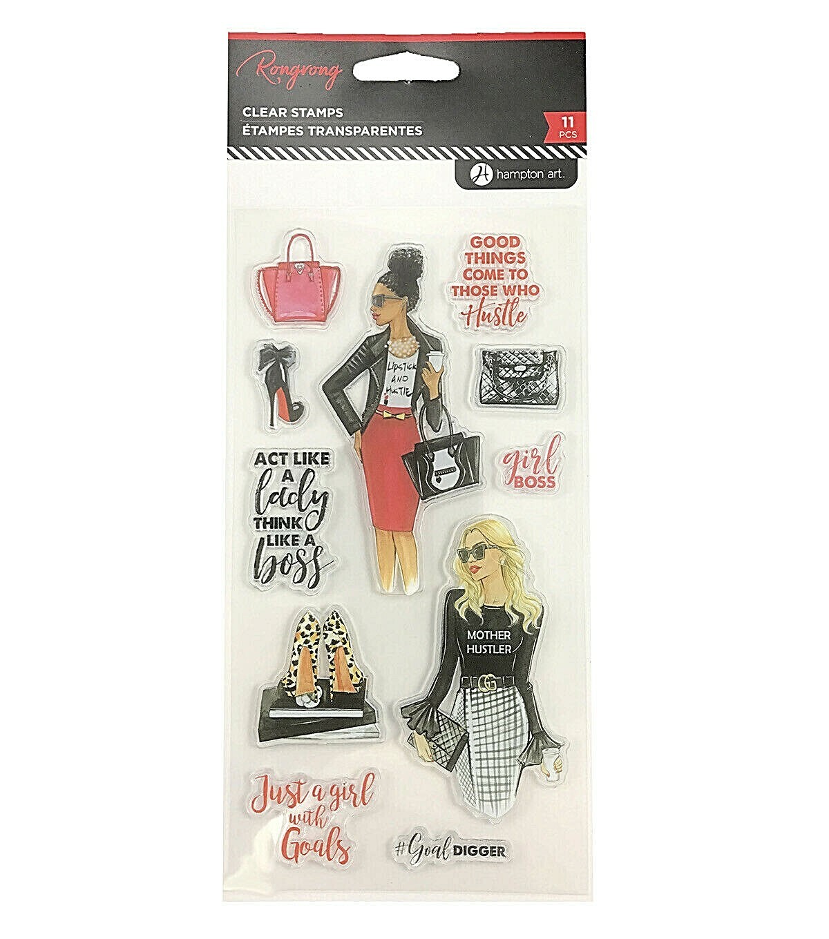 Hampton Art RONGRONG Clear Stamps - GIRL BOSS - 11 pcs
