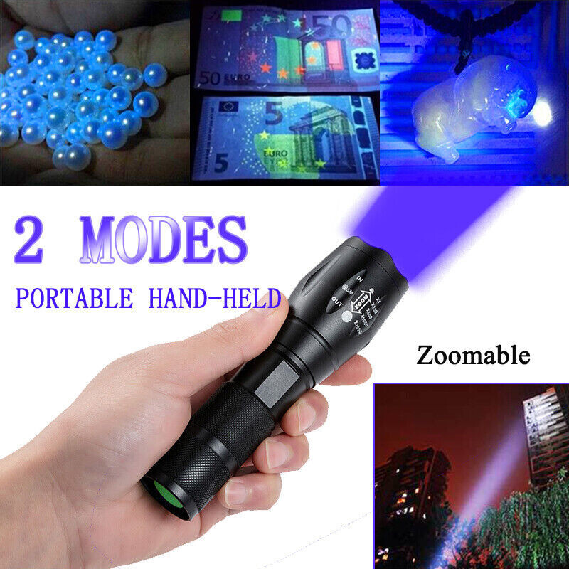 Super Bright 120000lm UV Torch Ultra Violet Flashlight Blacklight Light Lamp LED