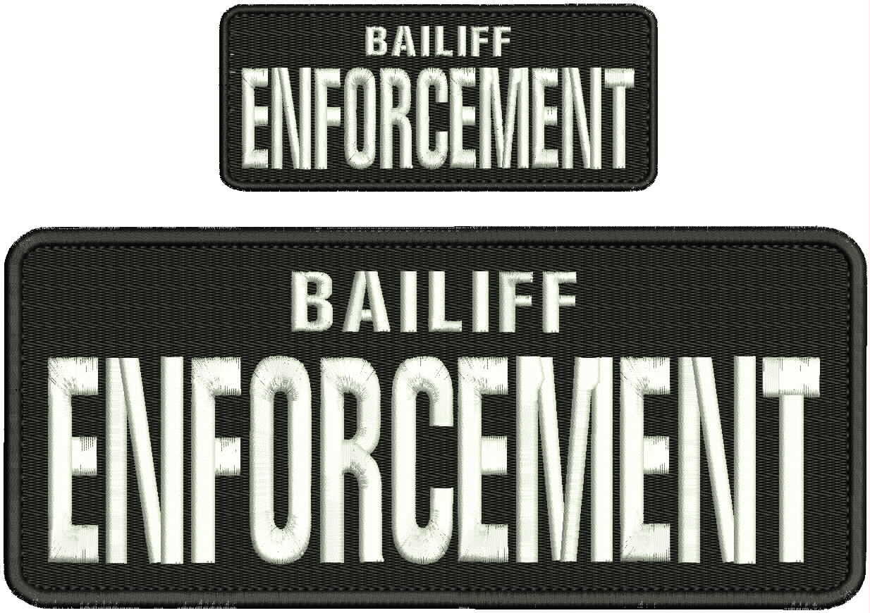 Bailiff ENFORCEMENT embroidery patches 4x10 and 2x5 hook on back