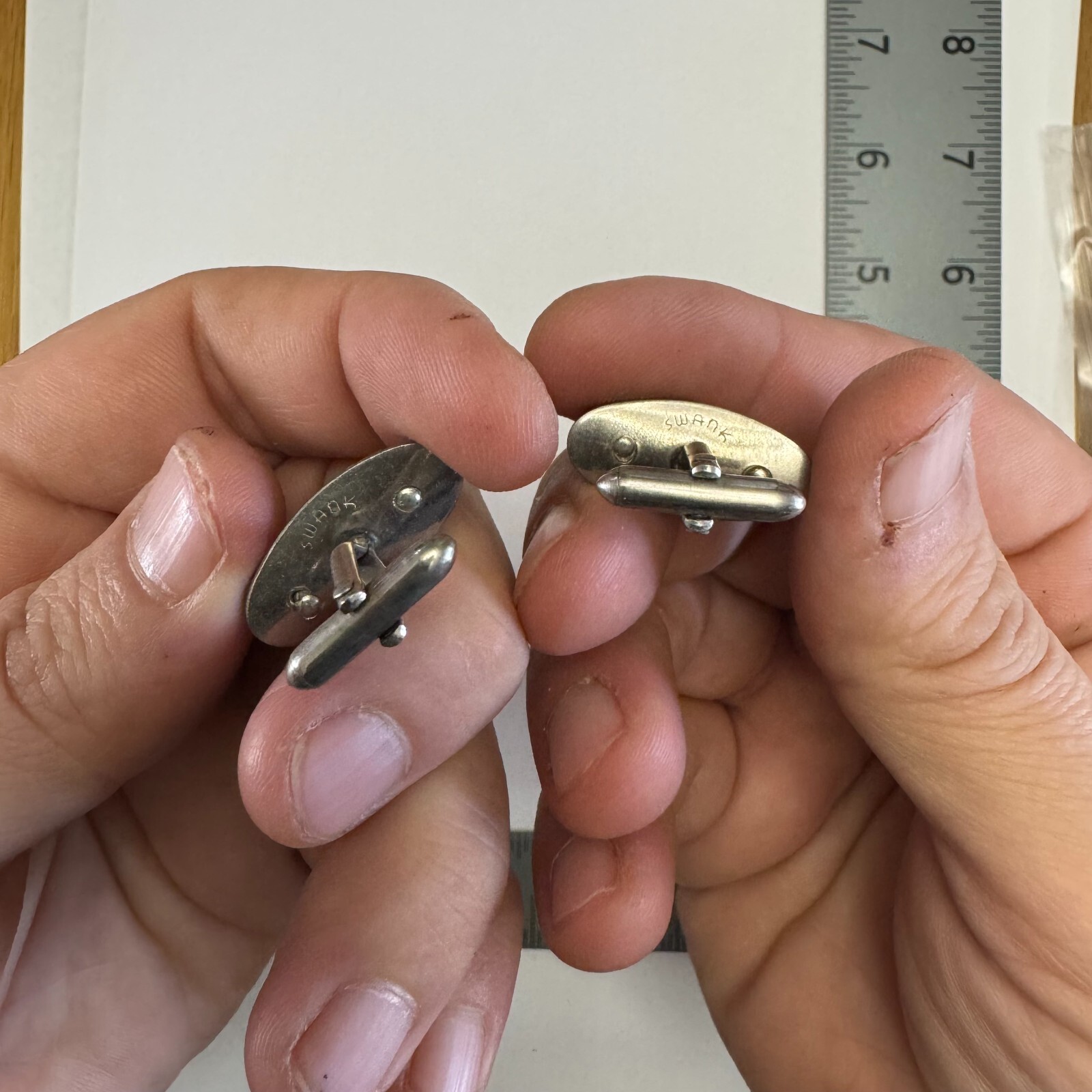 Silver and Gold Tone Cuff Link Tie Clip Set "Bill"