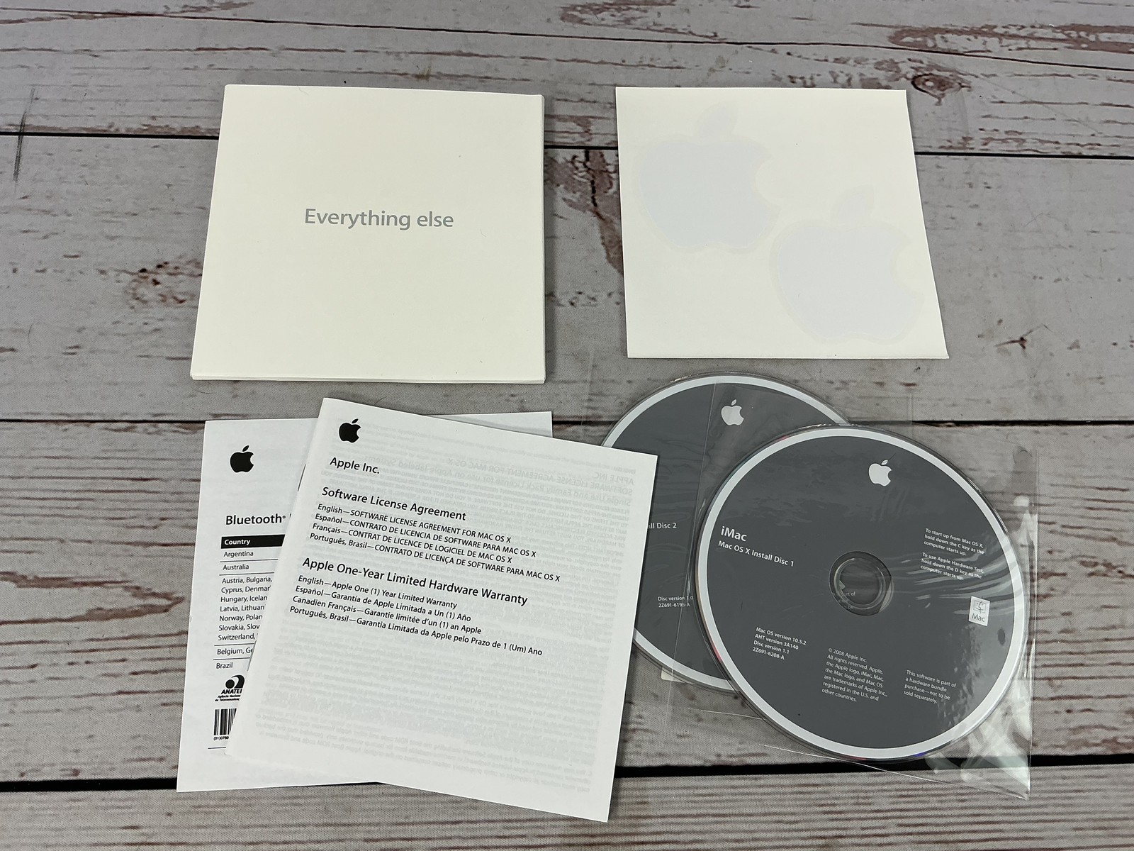 Apple Mac OS X 10.5.2 Leopard iMac Install Discs 1 & 2 Software Kit w/ Stickers
