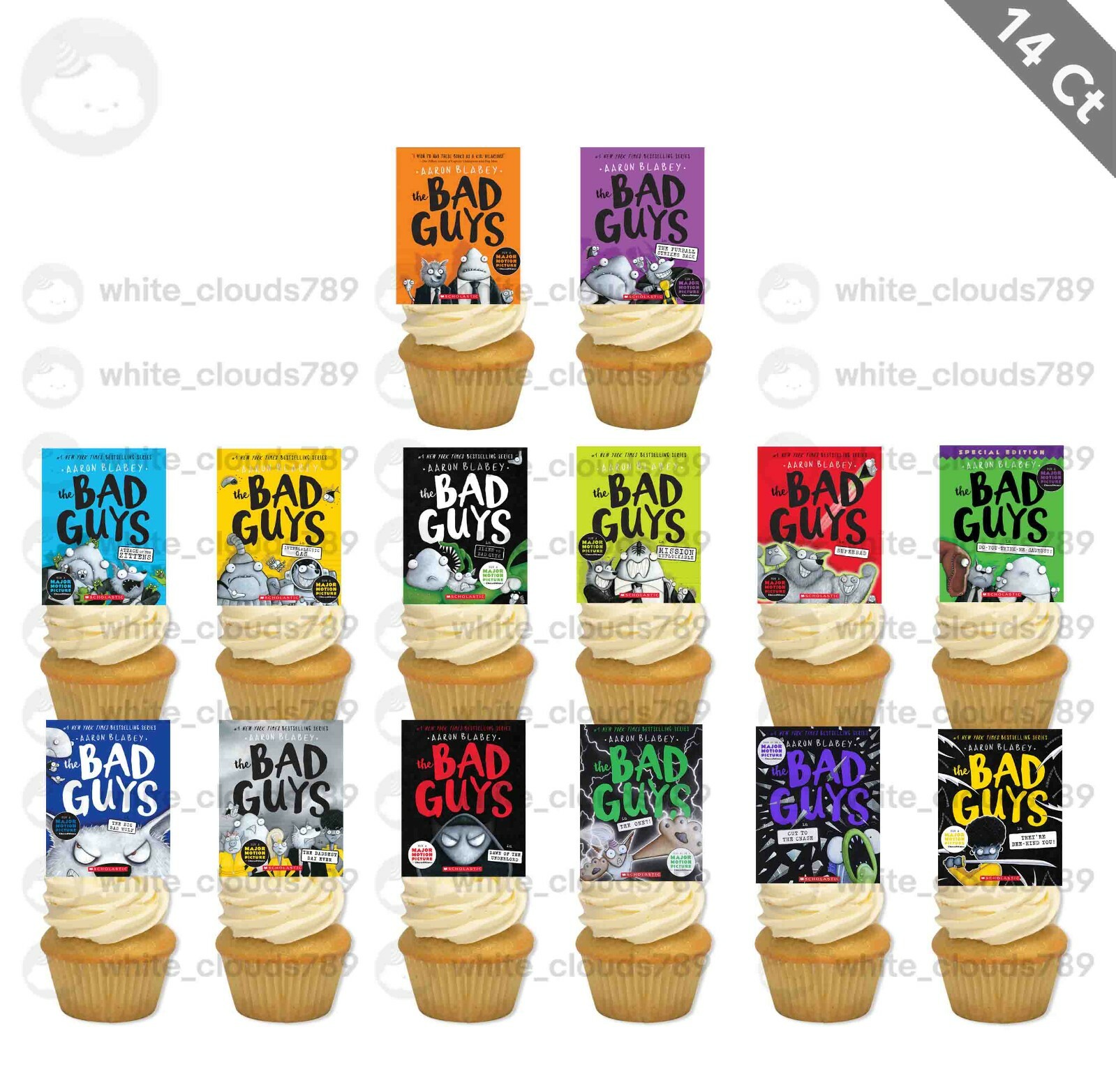 14 Bad Guys Cupcake Topper Food Birthday Party Books