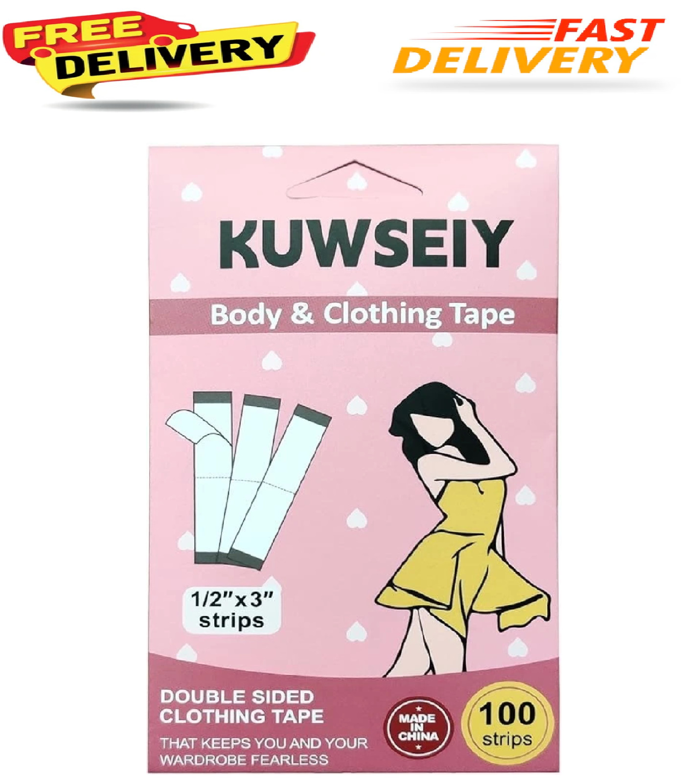 100 Strips Double-Sided Tape for Fashion, Tape for Clothes, Waterproof Fashion