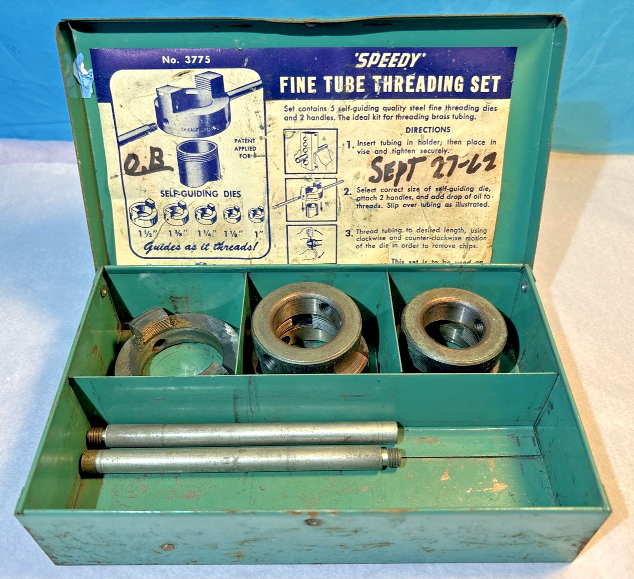CHICAGO SPECIALTY USA 3775 SPEEDY BRASS FINE TUBE THREADING SET 7 piece