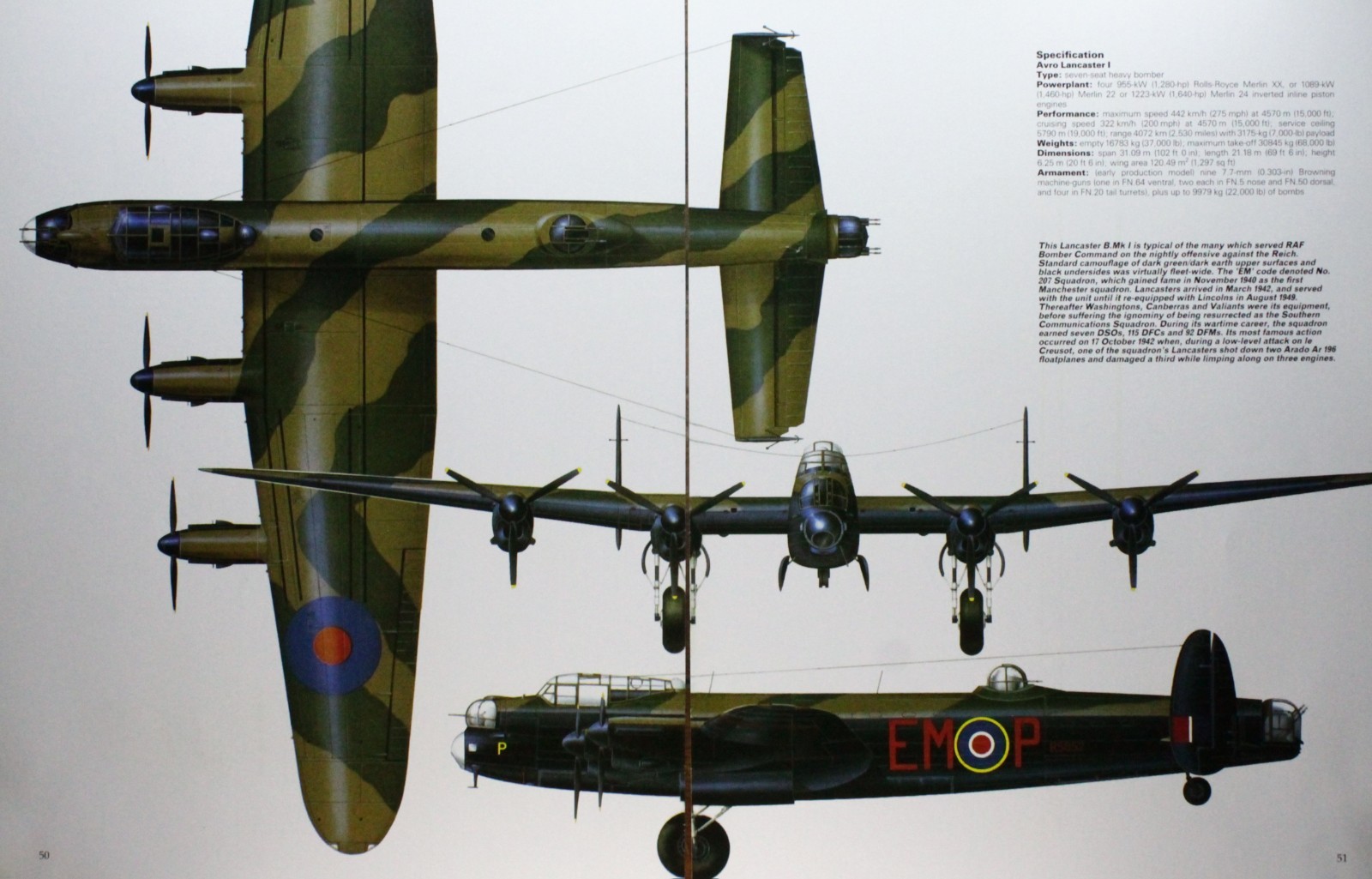Avro Lancaster Plane Picture Article Vtg Wall Art Aircraft Specs Sheet Display