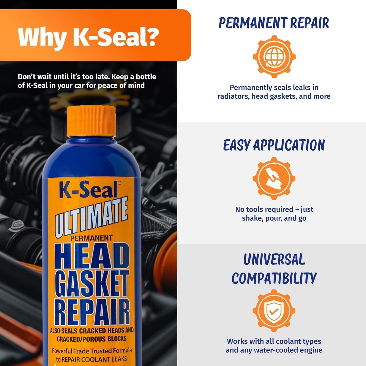 Reliable 16oz Head Gasket Sealer – Stop Coolant Leaks with Ease and Confidence