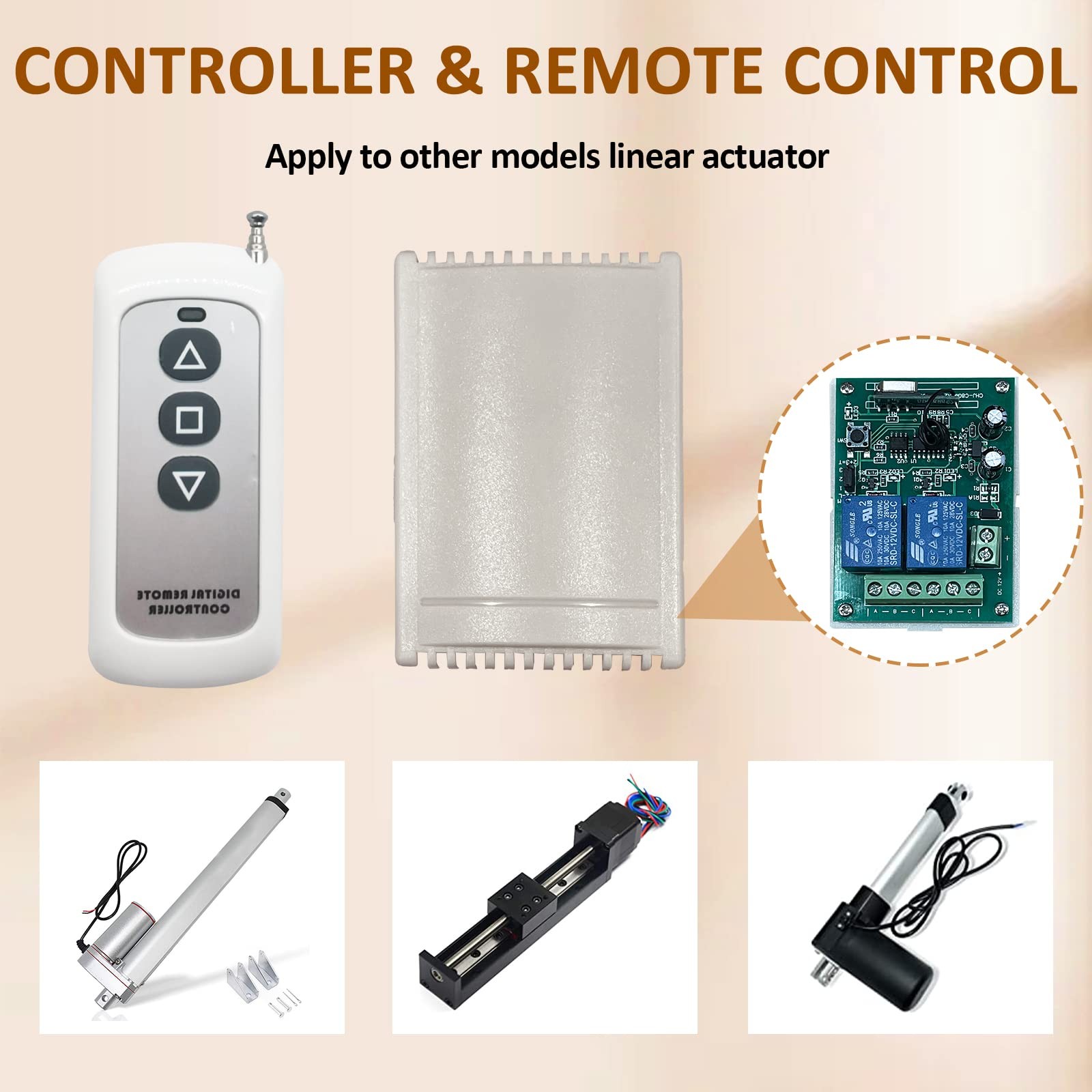Micro Linear-Actuator with Remote Control - 2 12V DC 64N/14.4lb Speed 0.6/sec