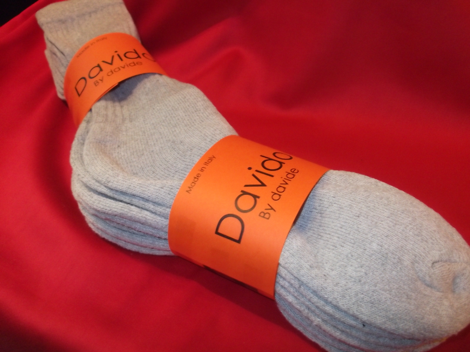 mens socks crew made in Italy 100% cotton 4 pair gray solid davido socks 10-13