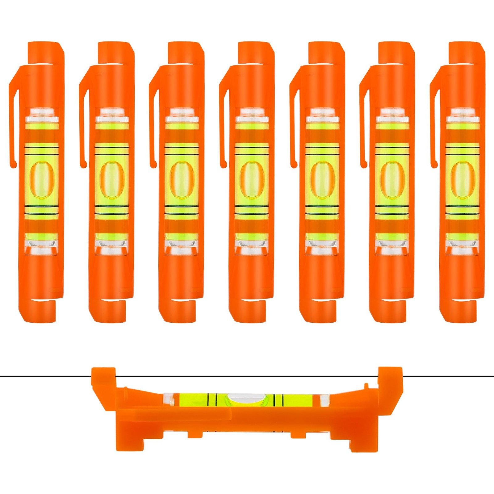 QualiapeX 8 Pcs Hanging Bubble Line String Level Tools, Mini Spirit Orange