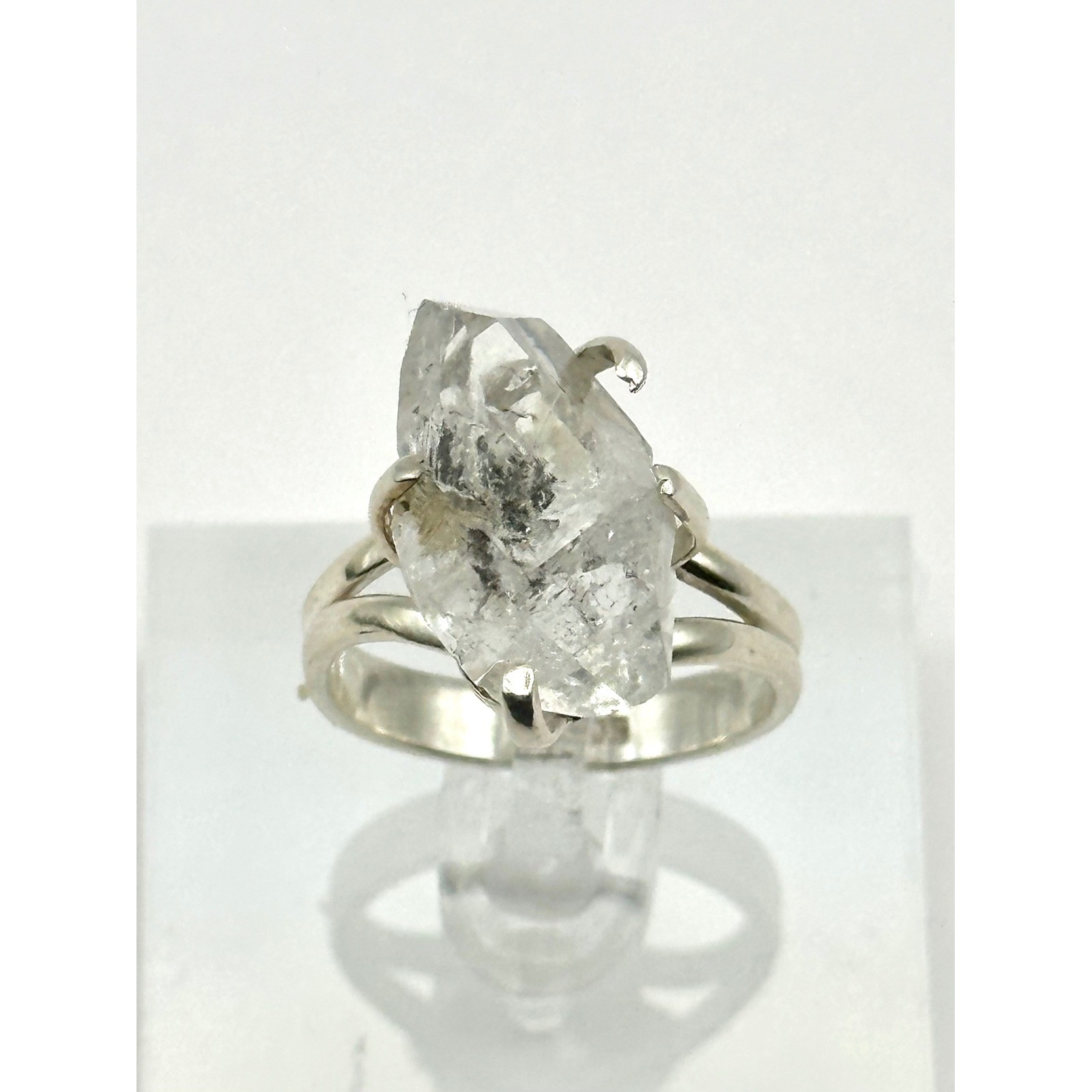 Raw Herkimer Diamond Sterling Silver Ring Size 9