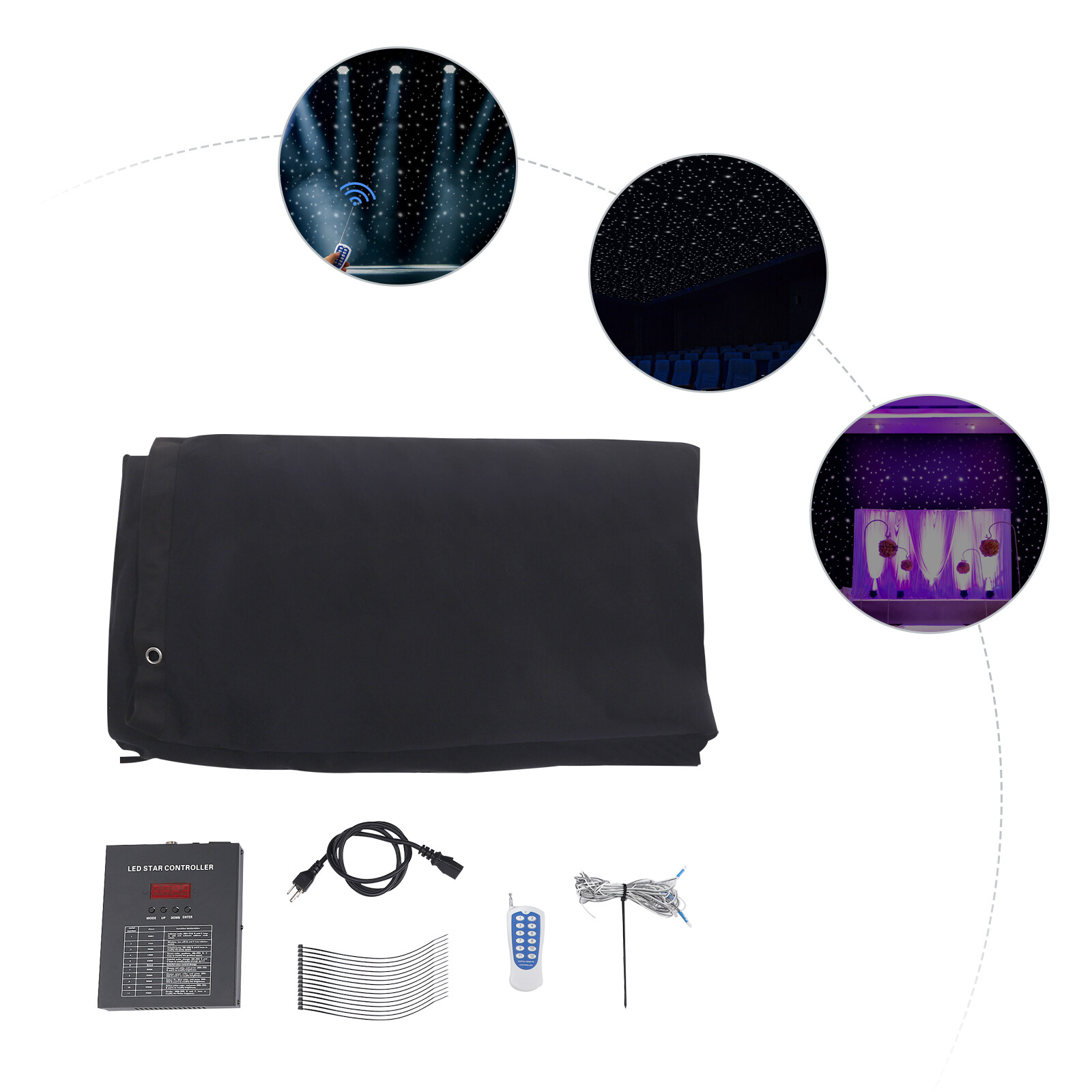 LED Stage Star Sky Background Stage Backdrop Curtain Wall Mounted w/ Controller