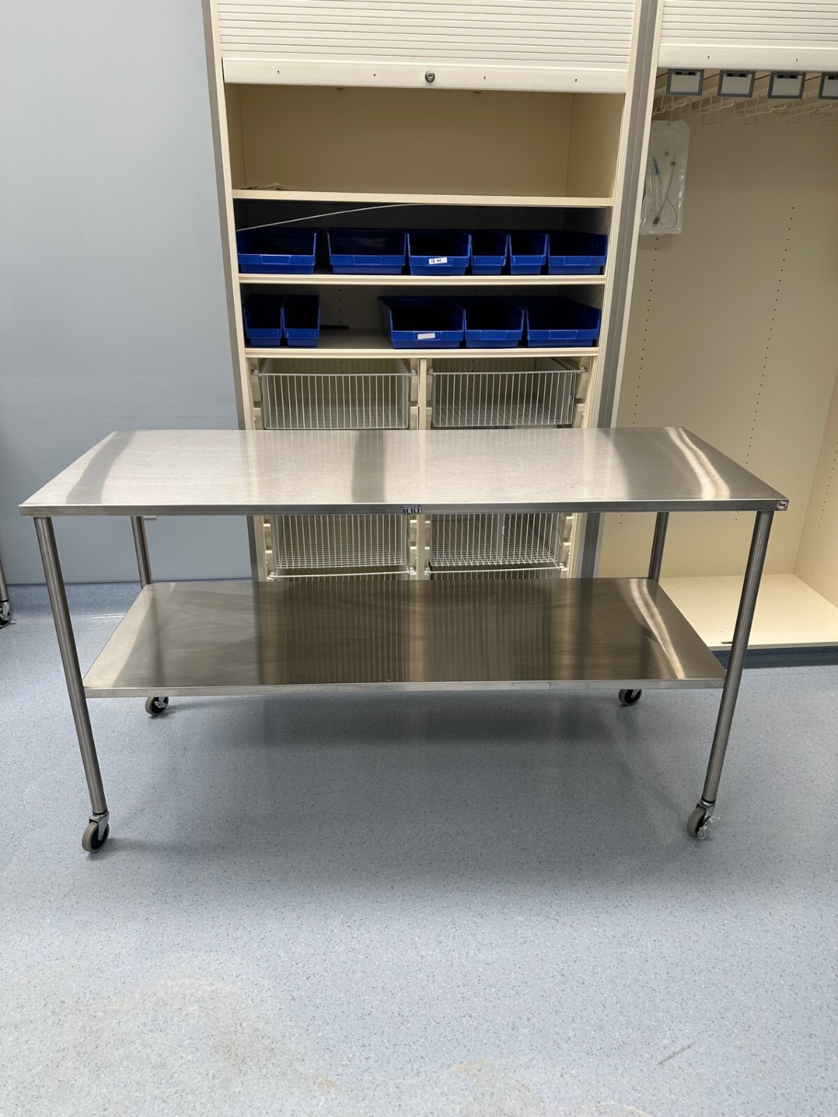 Mobile Stainless Steel Table with Shelf- Great Condition- $550