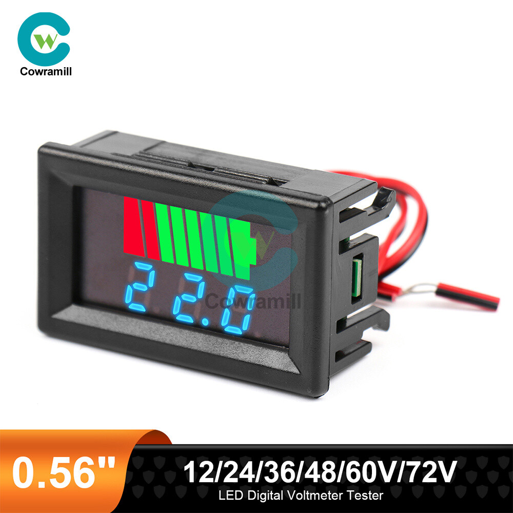 12V-60V Car Marine Motorcycle LED Digital Voltmeter Voltage Meter Battery Gauge