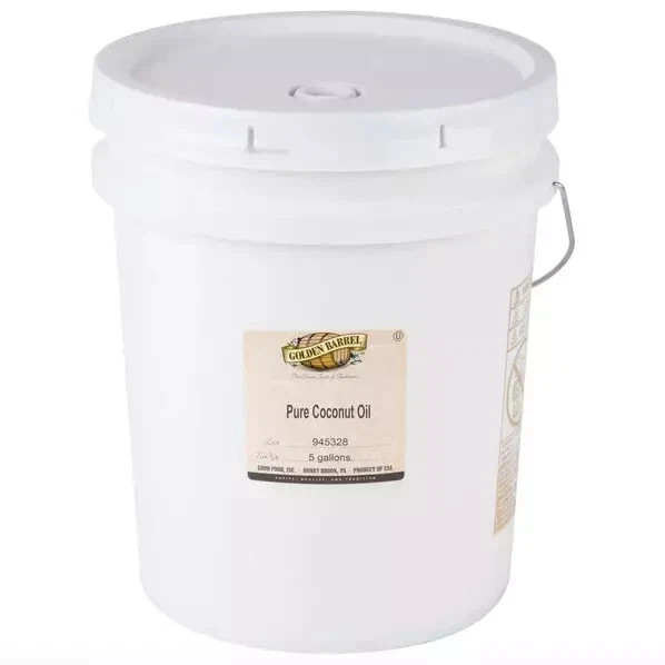 Golden Barrel Pure COCONUT OIL 5 Gallon Pail Commercial 38 lb. Bucket Bulk Fry