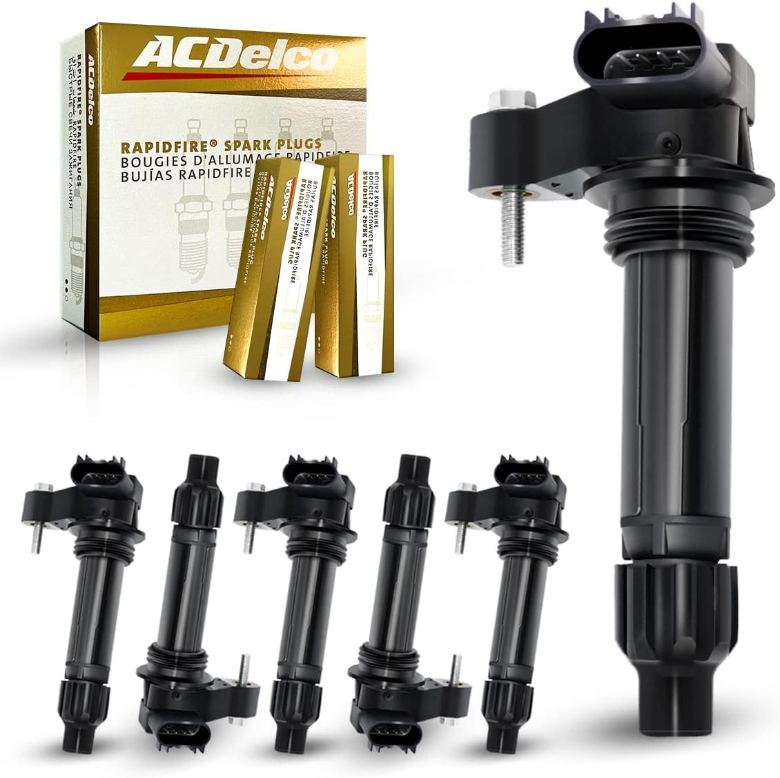 MAS Set of 6 Ignition Coils Pack&Platinum Spark Plugs Compatible with Saturn