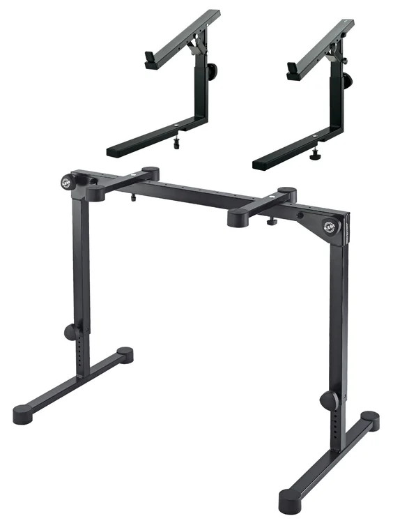 K&M 18820 Omega Pro Keyboard Stand and 2nd Tier Bundle - Black