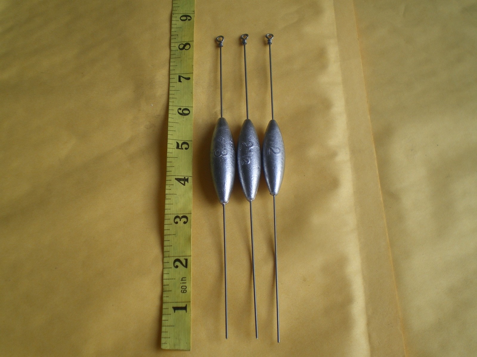 15 PCS. STRAIGHT DOWN BOTTOM BOUNCER SINKER 2, OZ. S.S. WIRE .045 X 8"