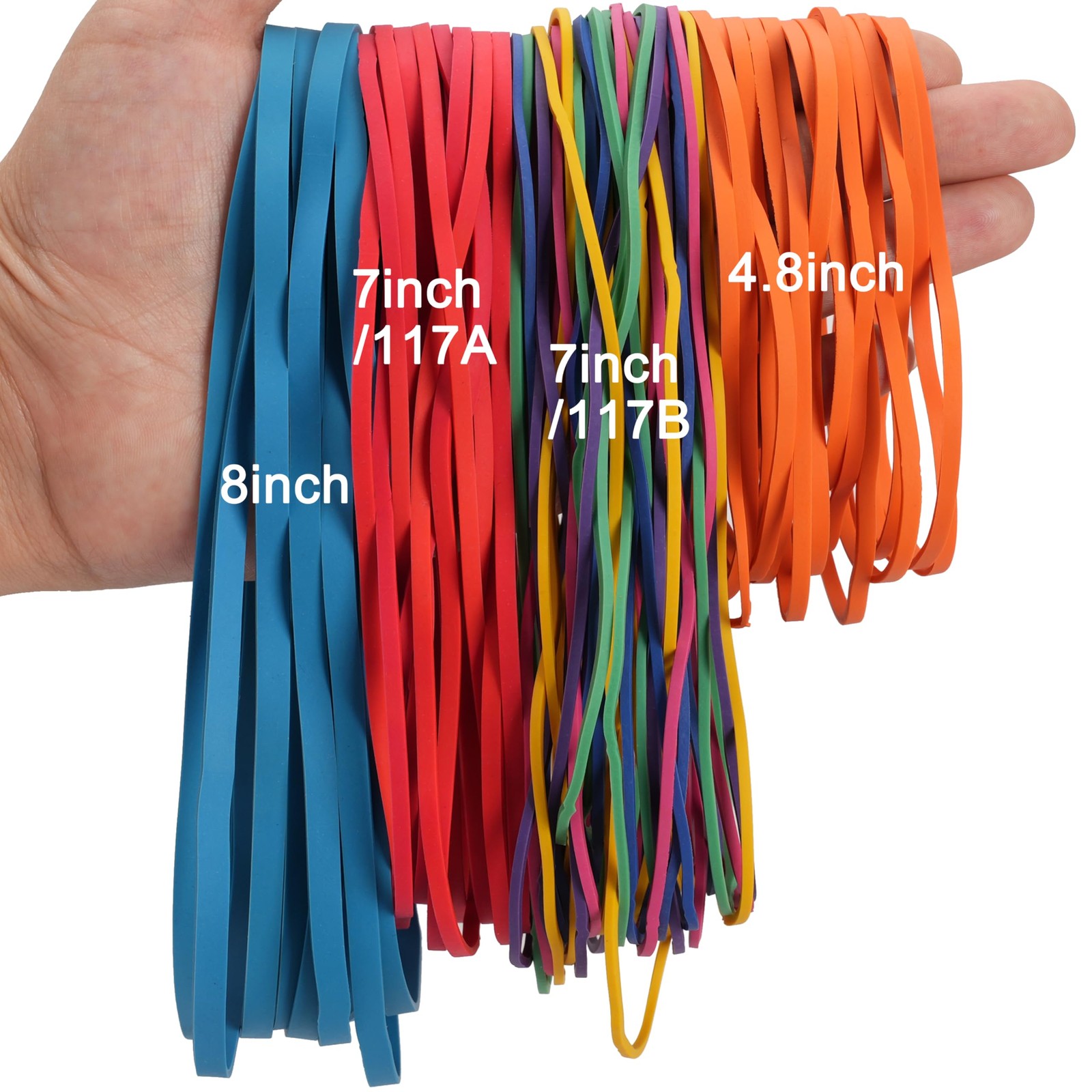 Rubber Bands Assorted Sizes Multicolor 0.5lbs 4 sizes large rubber