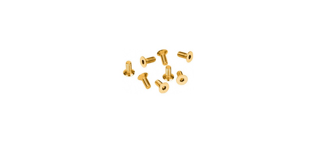Gold Plated 5 mm x 12 mm Cover Plate Flat Allen Head Screws - pack of 8