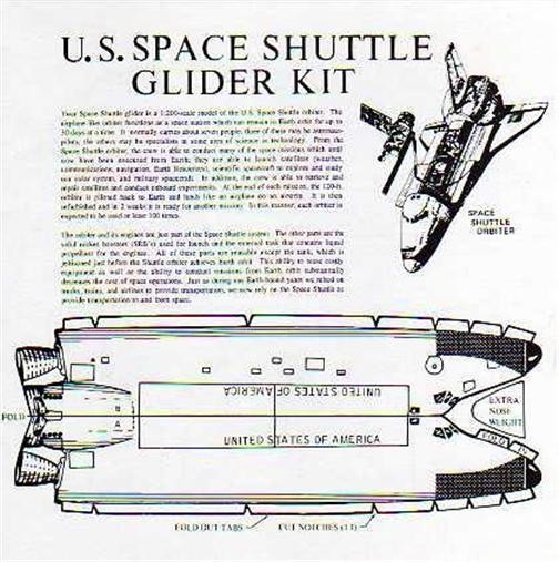 1994 NASA SPACE SHUTTLE PAPER GLIDER MODEL KIT TOY ~UNBUILT ~ROLAND O POWELL ART