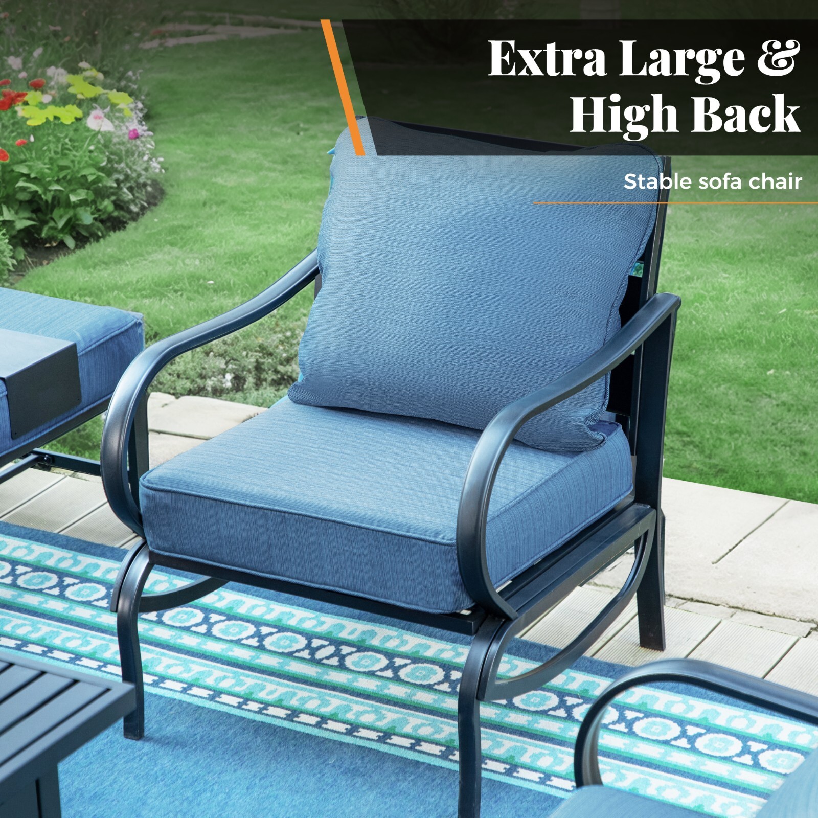 6 Pieces Patio Furniture Set Outdoor Conversation Set for Lawn Garden Backyard
