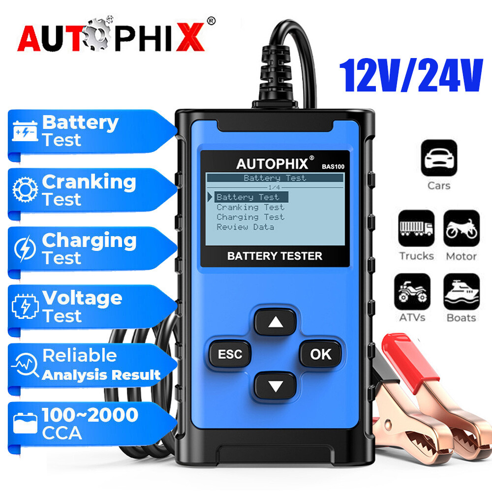 AUTOPHIX BAS100 12V 24V Truck Car Battery Tester Charging Cranking Test Analyzer