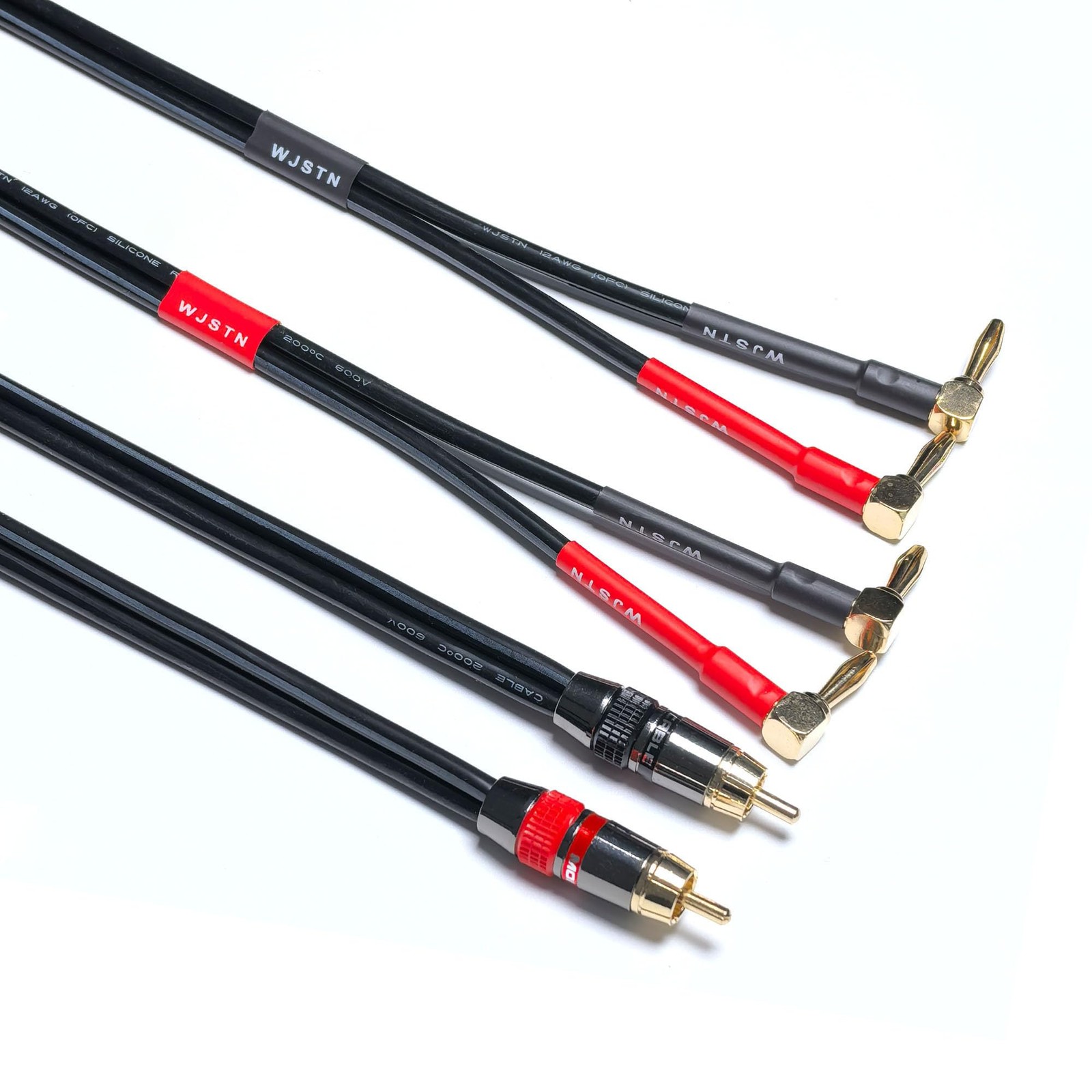 WJSTN RCA Male to Banana Plug right angle banana plug 3FT, Red+Black