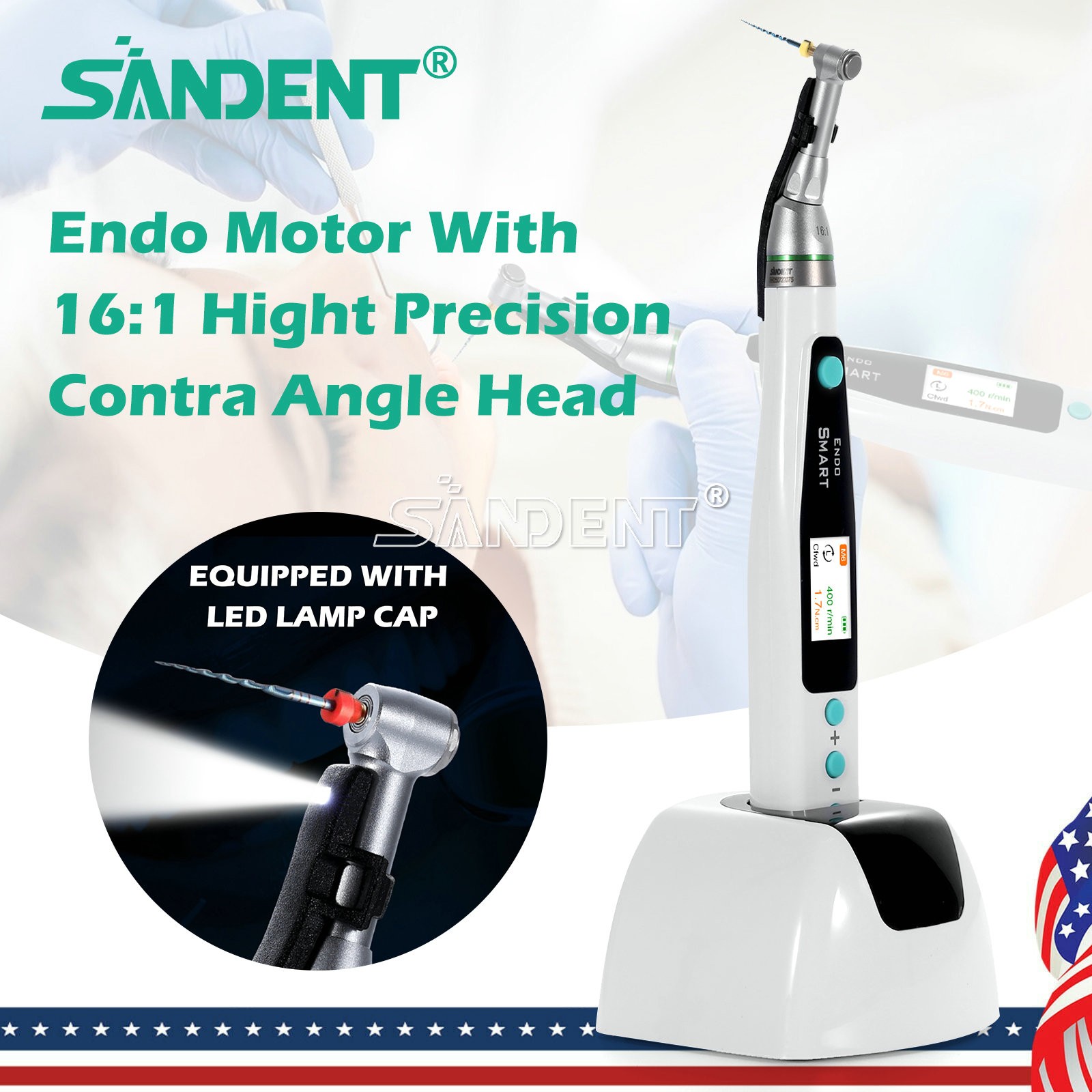 Reciprocating LED Dental Endo Motor 16:1 Root Canal Micromotor Cordless -DTA