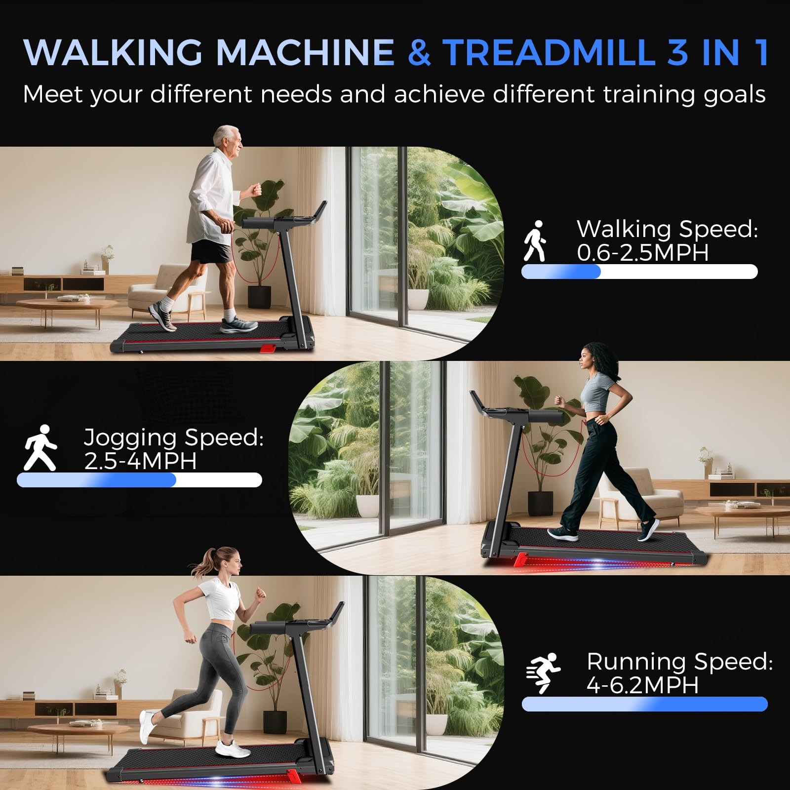 Treadmill with Incline 3-in-1 Portable Treadmills for Home Small, Incline Wal...