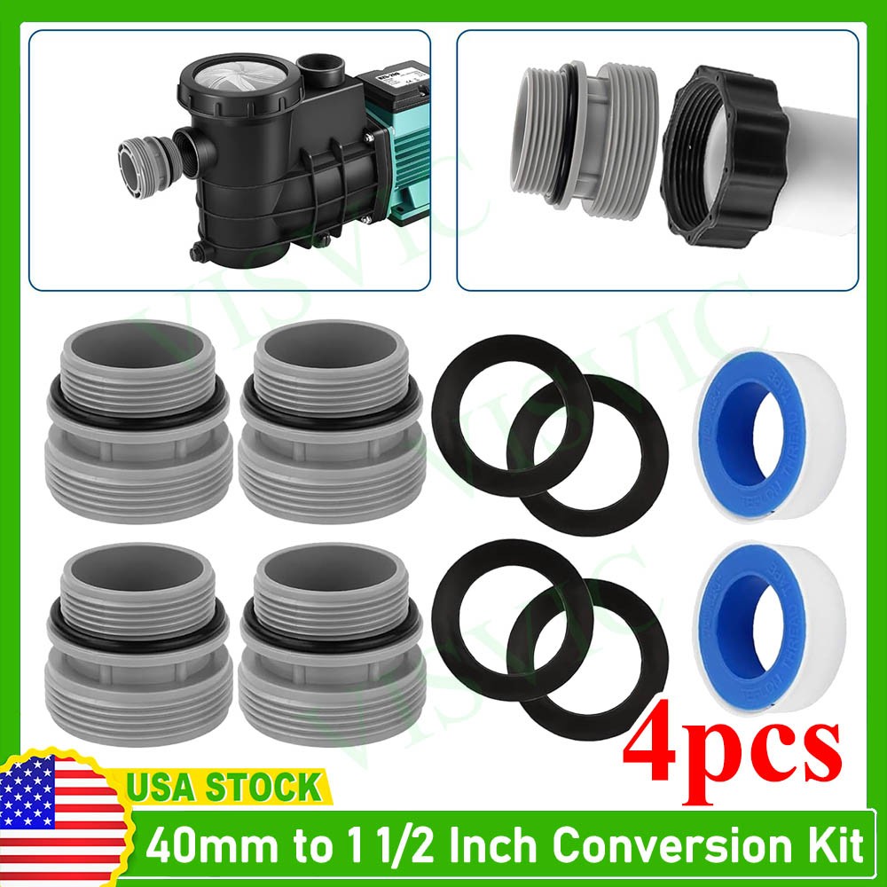 Pack of 4 Pool Hose 40mm to 1.5" Hose Conversion Adapters 4560 Replacement Kit