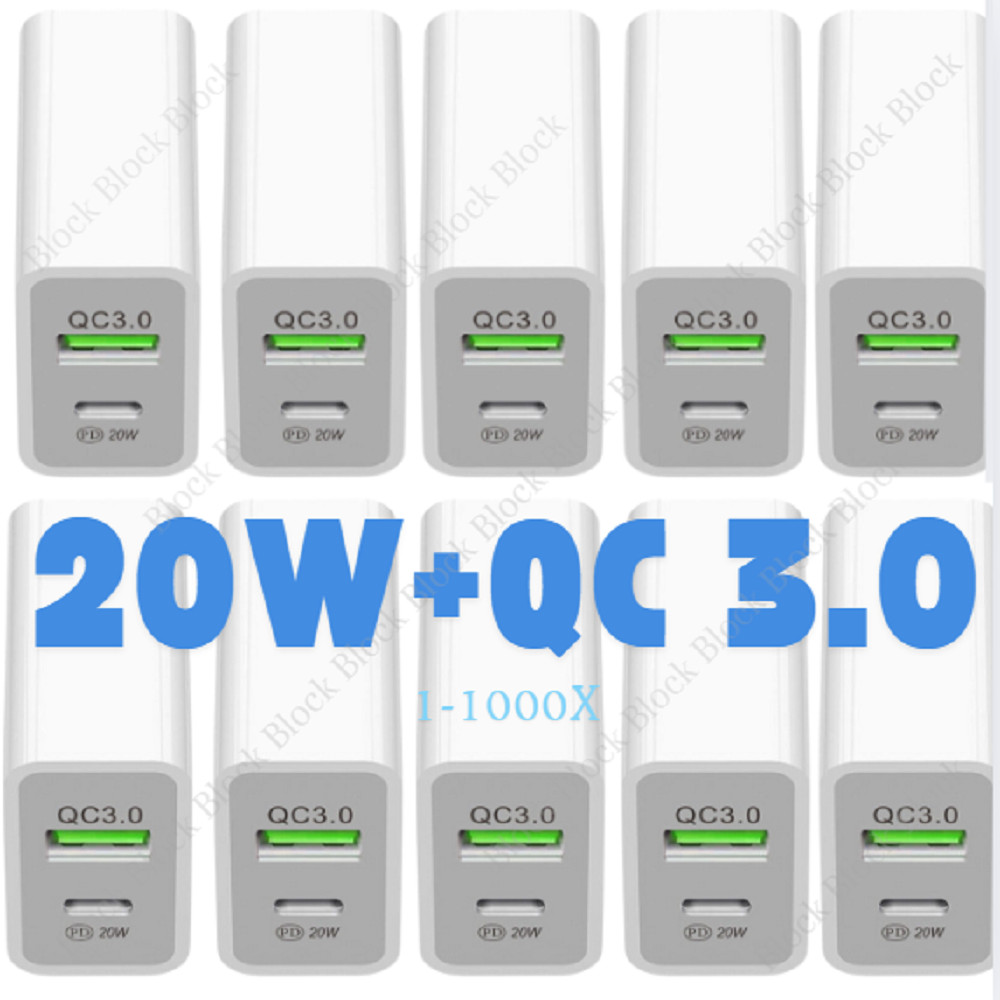 For iPhone 11 12 X 14 15 16 Samsang 20W Dual Port Type C Charging Block Plug Lot