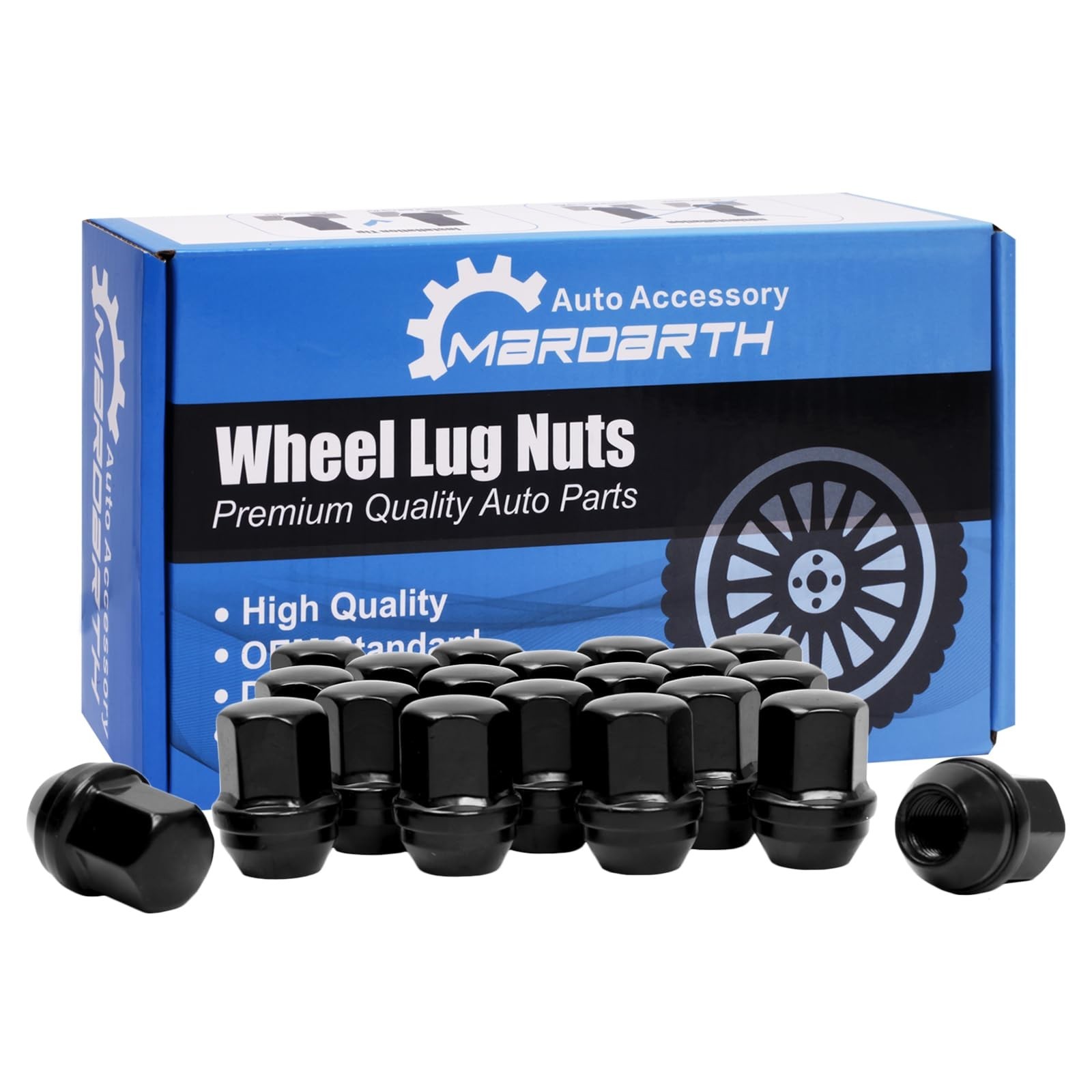 Set of 24, 14x1.5 Wheel Lug Nut Black 1.5 Inch Compatible with OEM Factory Si...