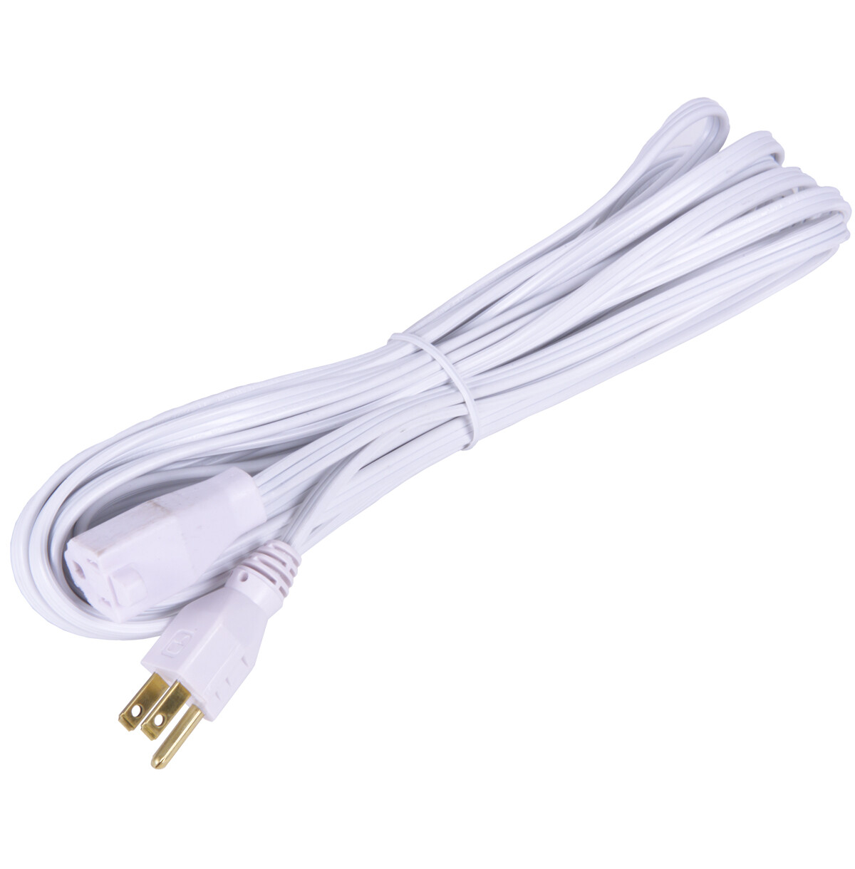3' foot Flat White Extension Cord 18AWG gauge 3 Wire Grounded Male/Female Plug