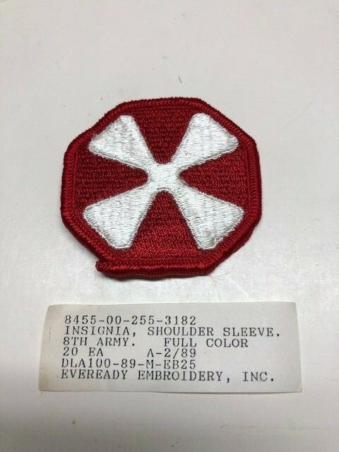 8th Army  Merrow Edge U.S. Army Shoulder Patch Insignia