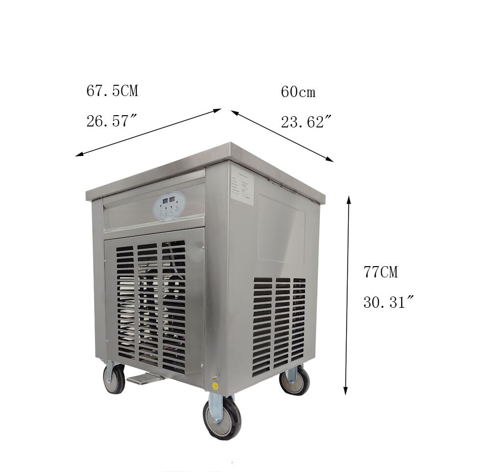 Fried Ice Machine, Frozen Yogurt Maker Machine with 19.7'' Single Square Pan, Fo