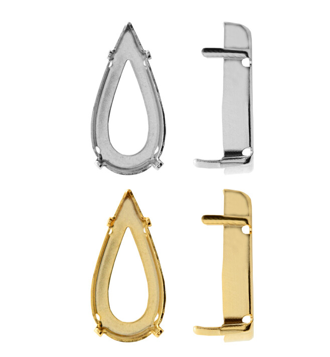 Metal Settings Suitable for Teardrop Shape Fancy Stones Crystals * Choose Color