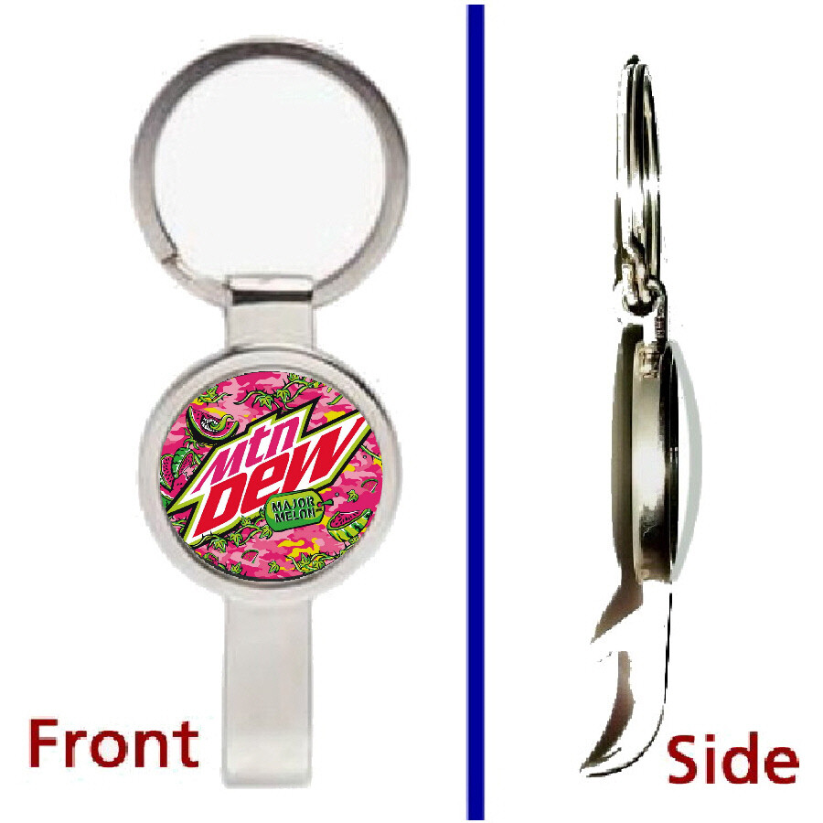 Mountain Mt Mtn Dew Major Melon Pendant or Keychain and metal bottle opener